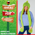 The Grinch Hat Scarf and Gloves Ladies Winter Accessories, Funny Hat Hand Warmer Long Hat Mitten - Gifts for Her - Get Trend