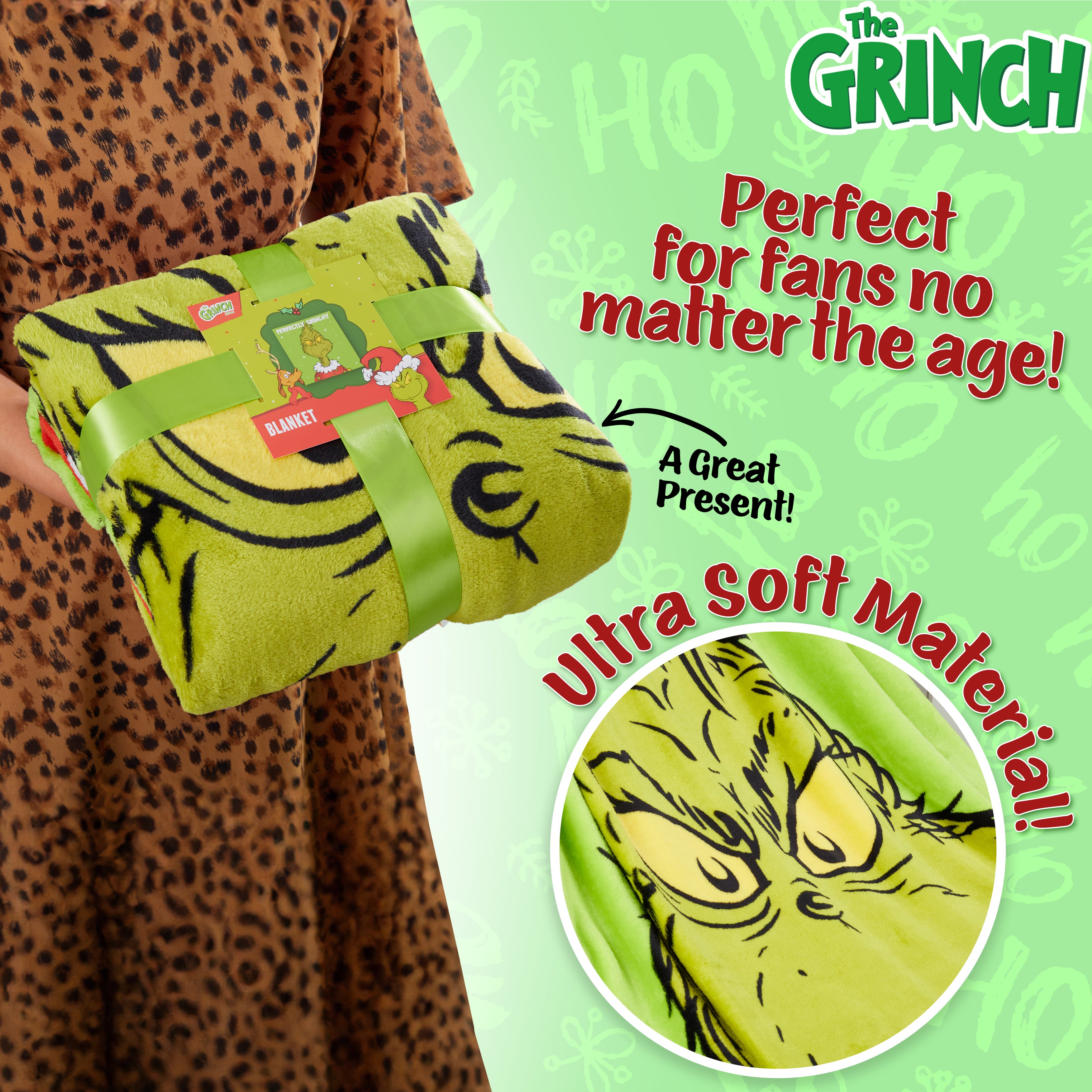 The Grinch Fleece Bed Blanket, Soft Bed Throw 150 x 130cm - Festive Gifts - Get Trend