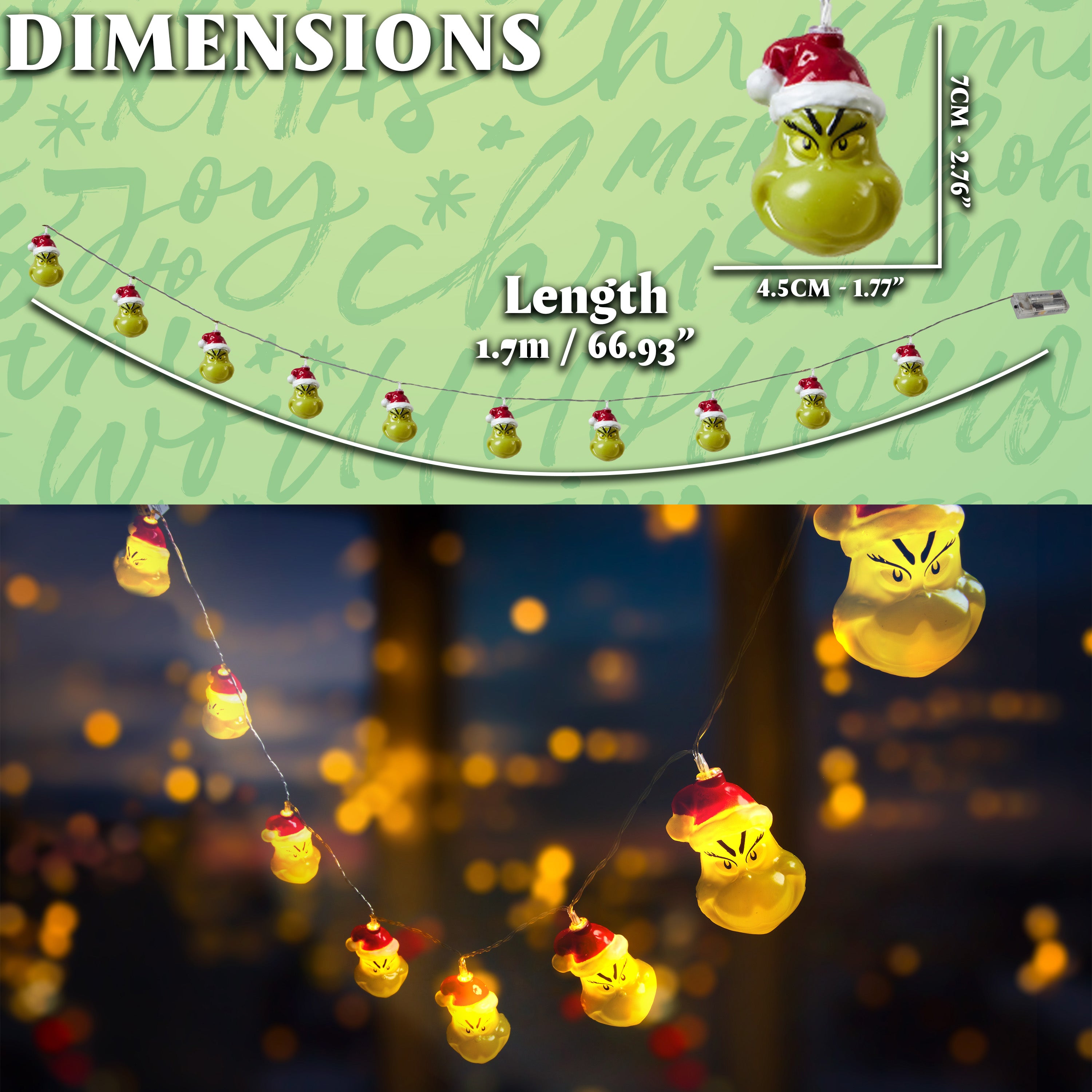 The Grinch Decorative String Lights (Green 3D) - Get Trend