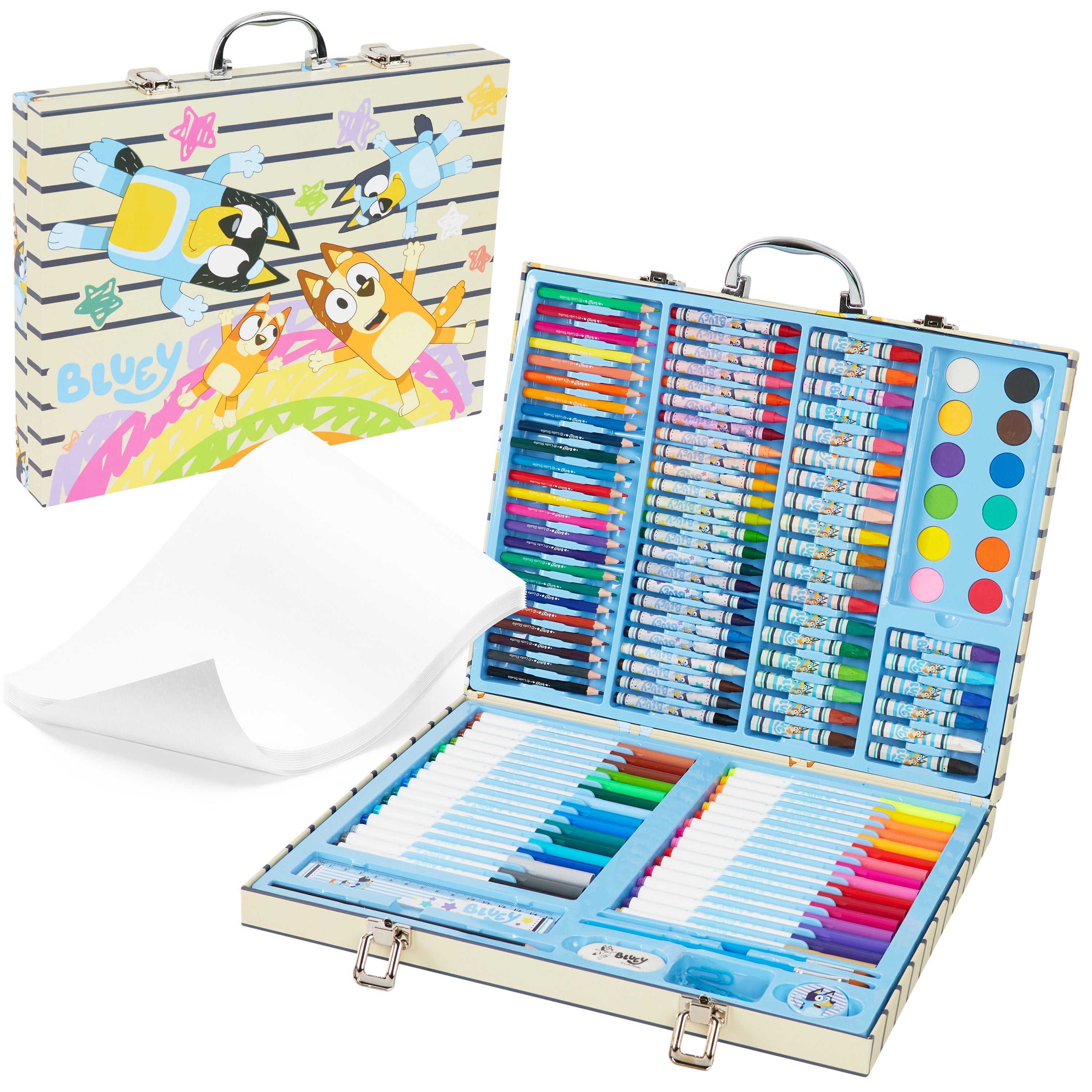 Bluey Kids Painting Supplies Set, 140 Plus Pieces Travel Art Supplies in Case - Kids Gifts (Blue Case) - Get Trend