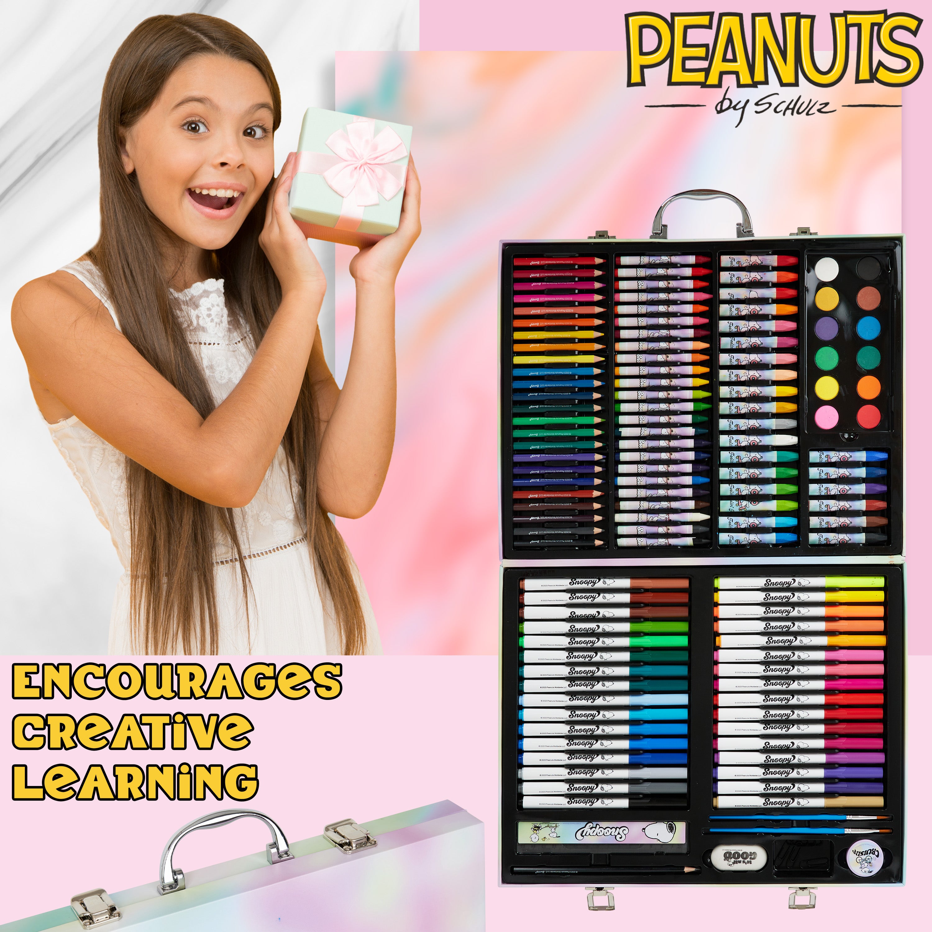 Peanuts Snoopy Kids Colouring Set 140 Plus Pieces Travel Art Supplies Kids Gifts - Get Trend