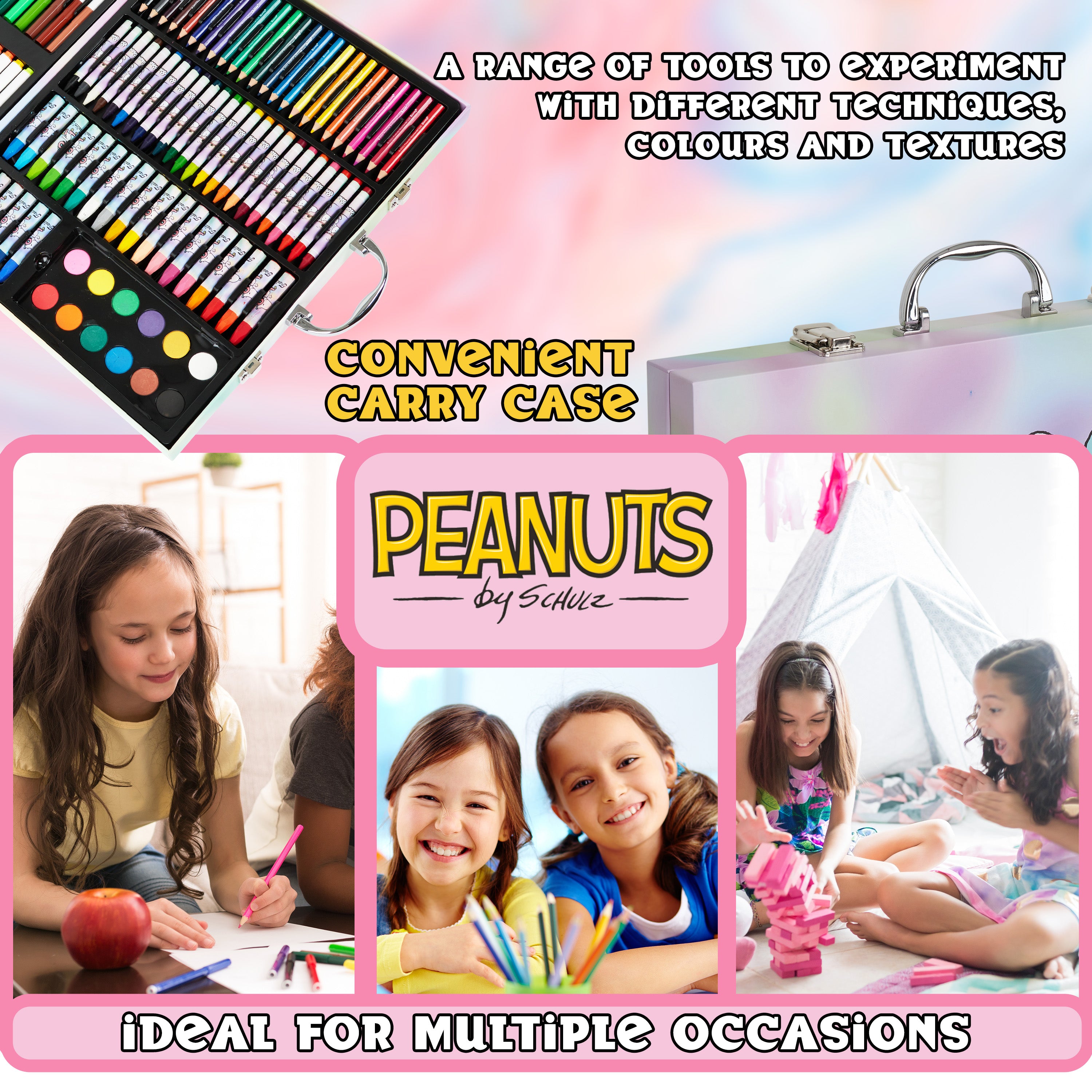 Peanuts Snoopy Kids Colouring Set 140 Plus Pieces Travel Art Supplies Kids Gifts - Get Trend