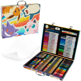 Pokemon Art Supplies Set with Colouring Pencils Felt Tip Pens Watercolour Paints Wax Crayons for Drawing Painting Set Pikachu Travel Art Set Anime Gifts (Black/Red) - Get Trend