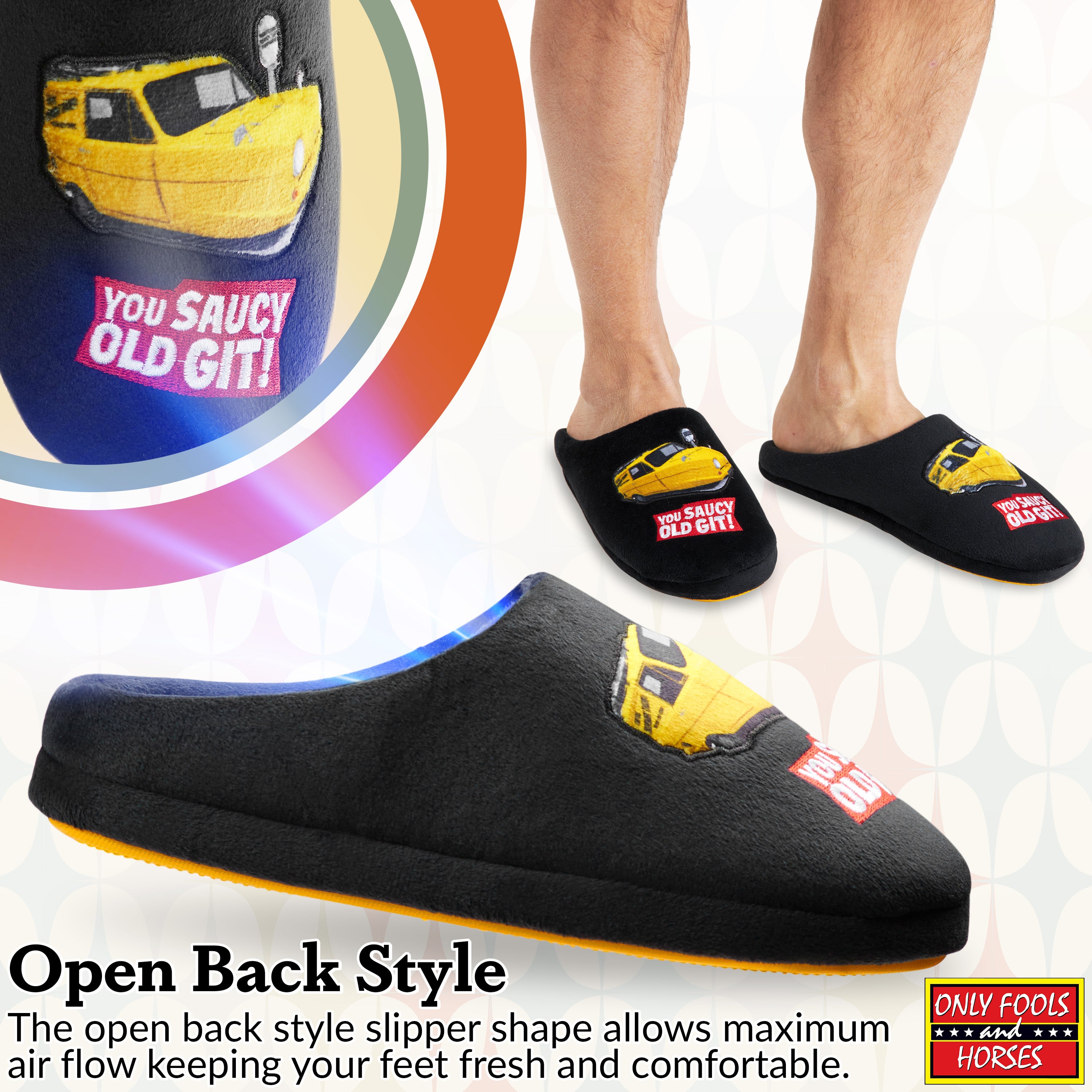 Only Fools and Horses Mens Mule Slippers, Non Slip House Shoes - Mens Gifts - Get Trend