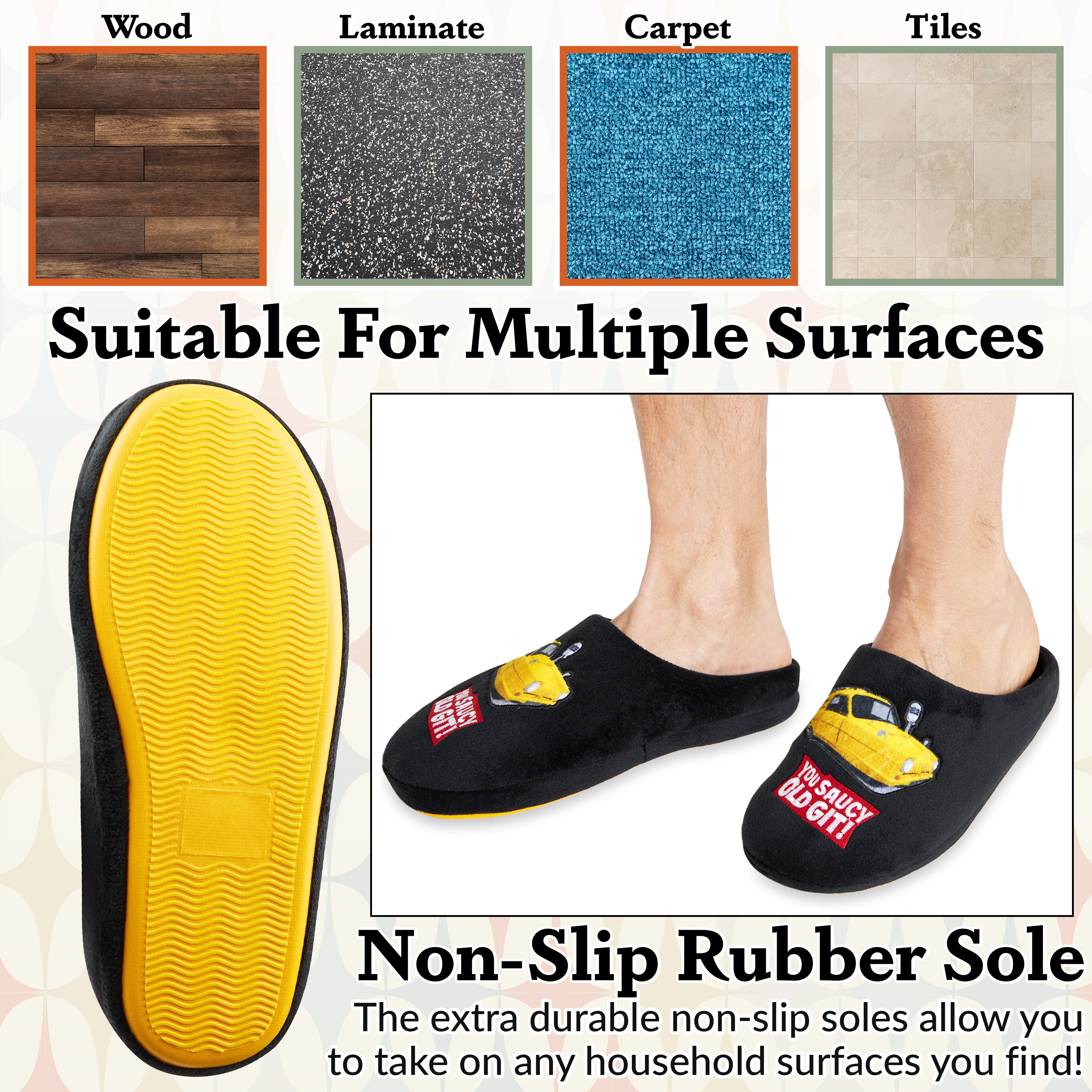 Only Fools and Horses Mens Mule Slippers, Non Slip House Shoes - Mens Gifts - Get Trend