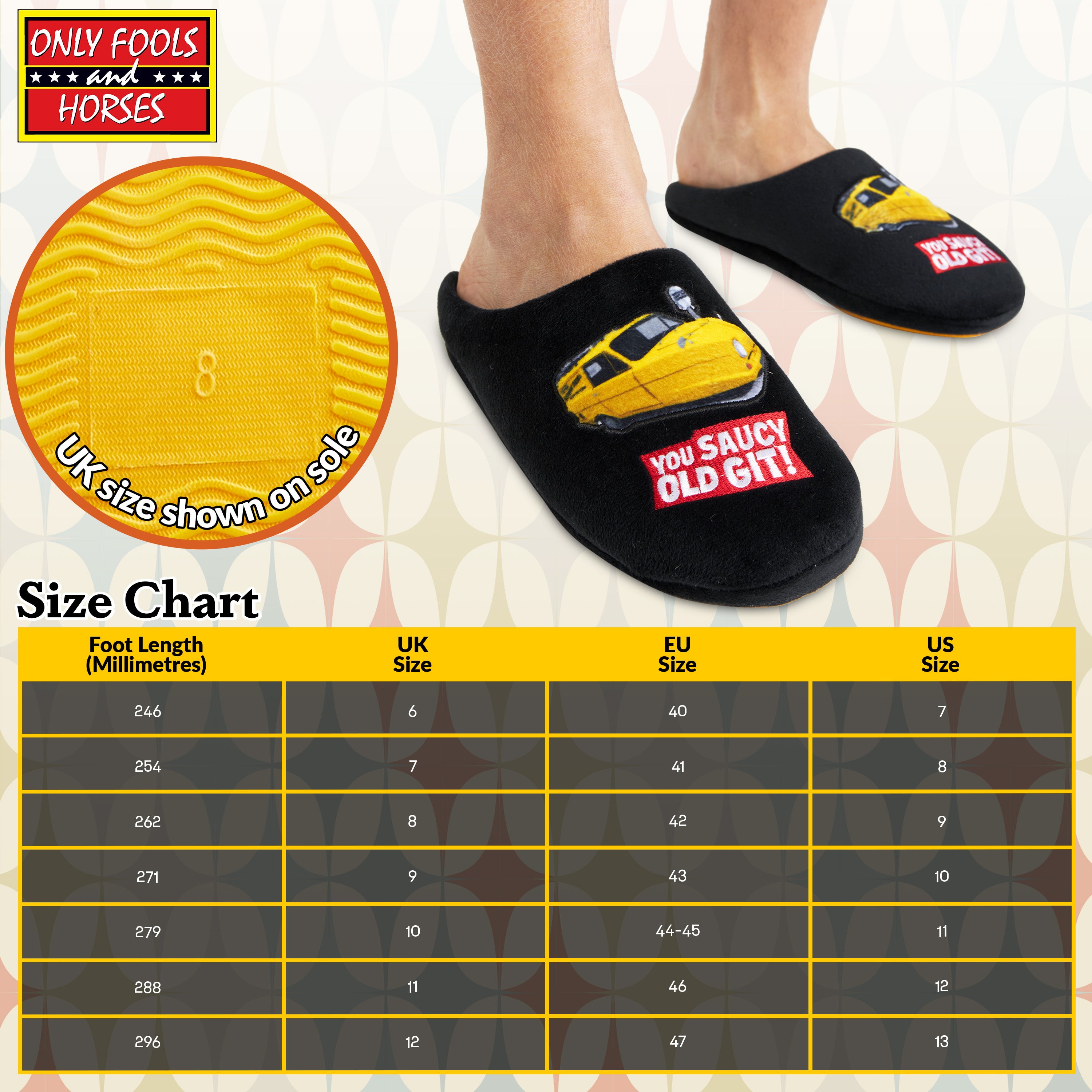 Only Fools and Horses Mens Mule Slippers, Non Slip House Shoes - Mens Gifts - Get Trend