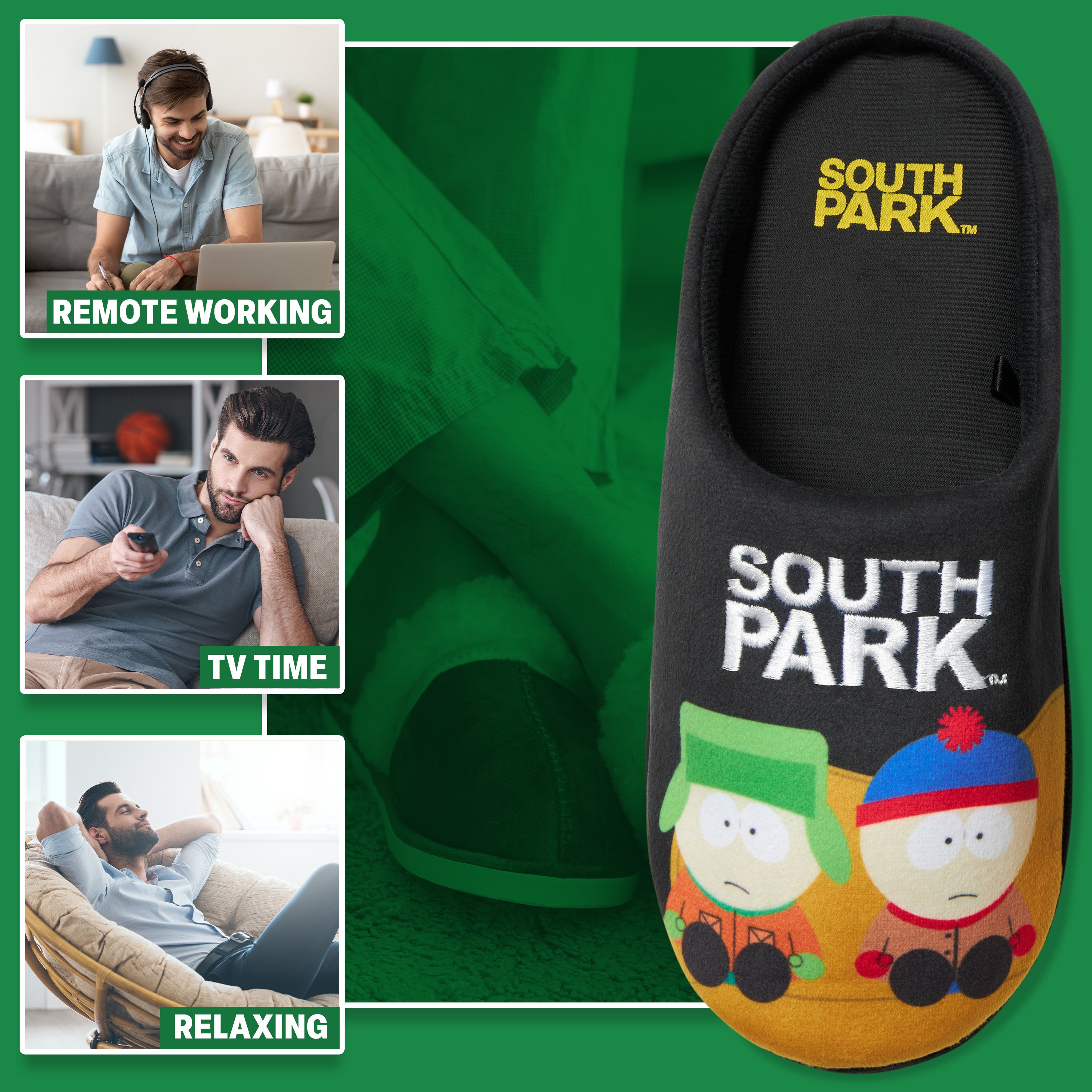 South Park Mens Mule Slippers, Non Slip Cosy - Get Trend