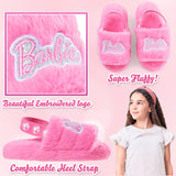 Barbie Women's Fluffy Slippers, Comfy Mule House Shoes - Cosy Gifts for Her - Get Trend