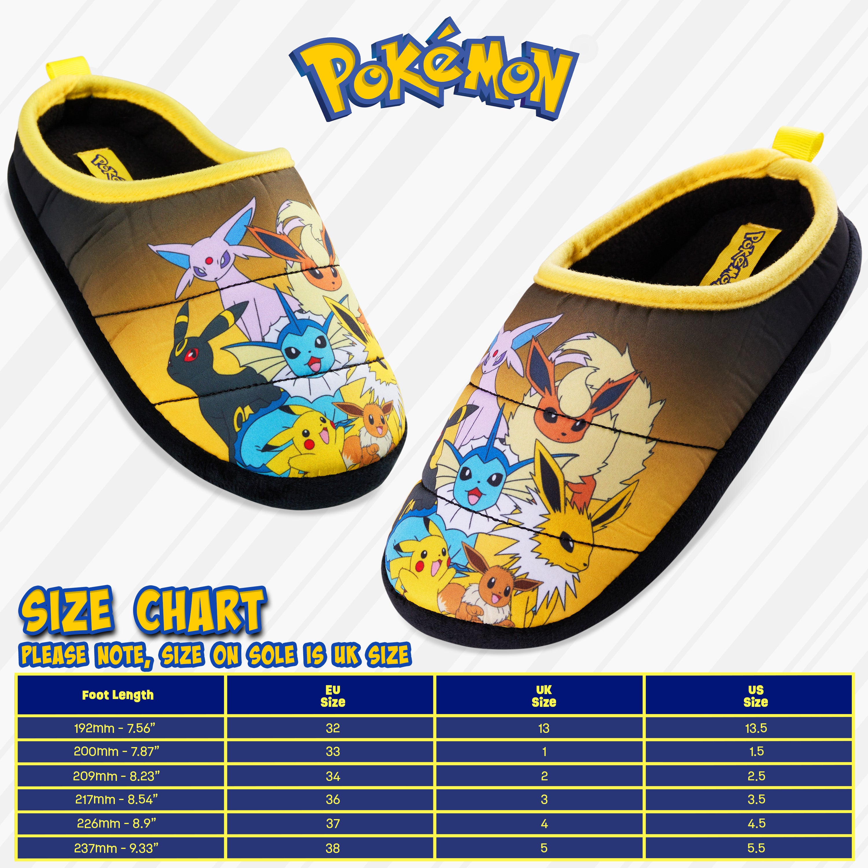 Pokemon Boys Slippers, Cosy Slip on House Shoes with Non Slip Sole - Gifts for Gamers - Get Trend