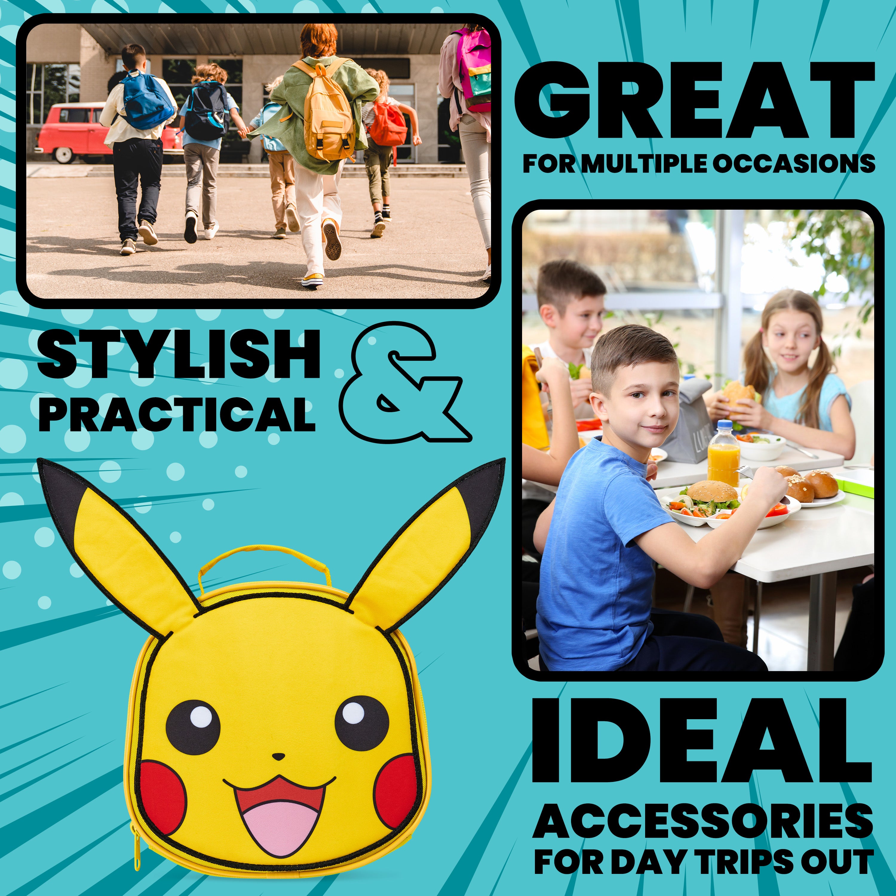 Pokemon Insulated Lunch Bag - Pikachu Lunch Case for School, Travel, Days Out - Get Trend