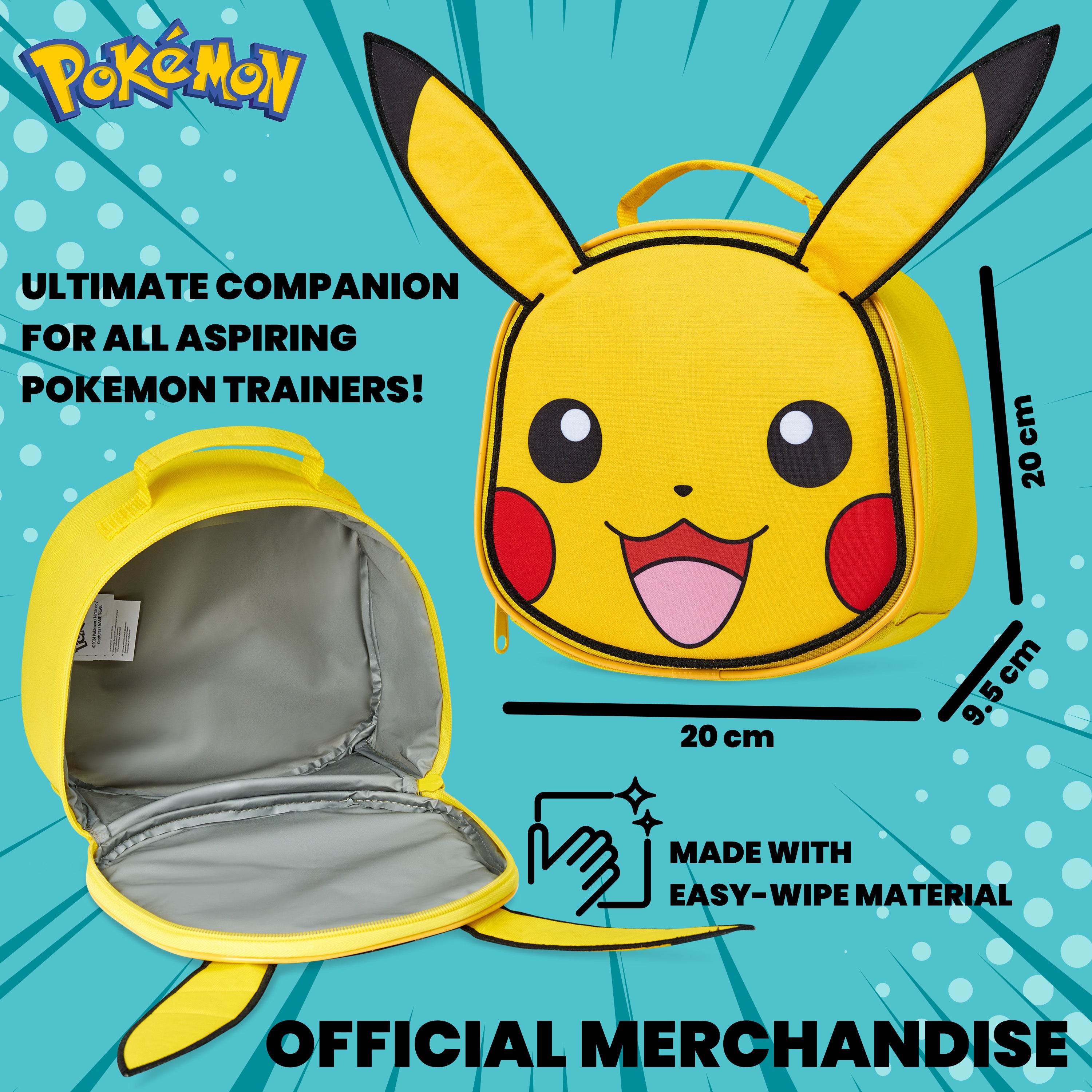 Pokemon Insulated Lunch Bag - Pikachu Lunch Case for School, Travel, Days Out - Get Trend