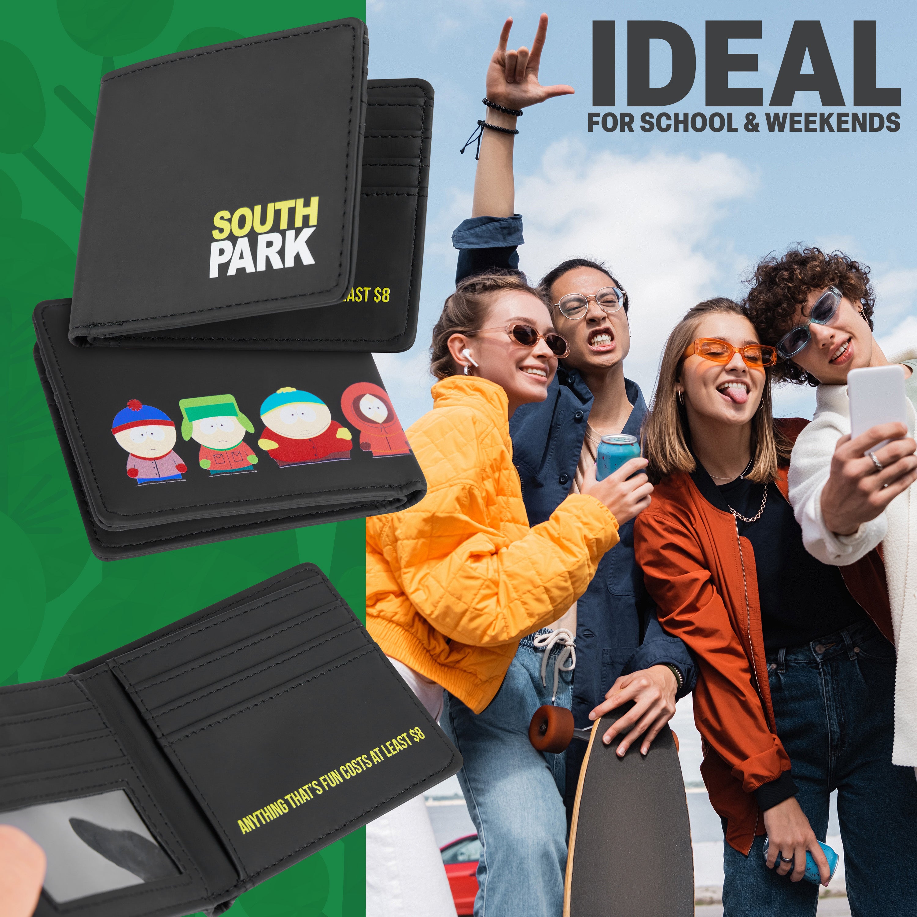 South Park Bifold Wallet for Men, Slim with ID & Card Slots Cash Compartment - Get Trend