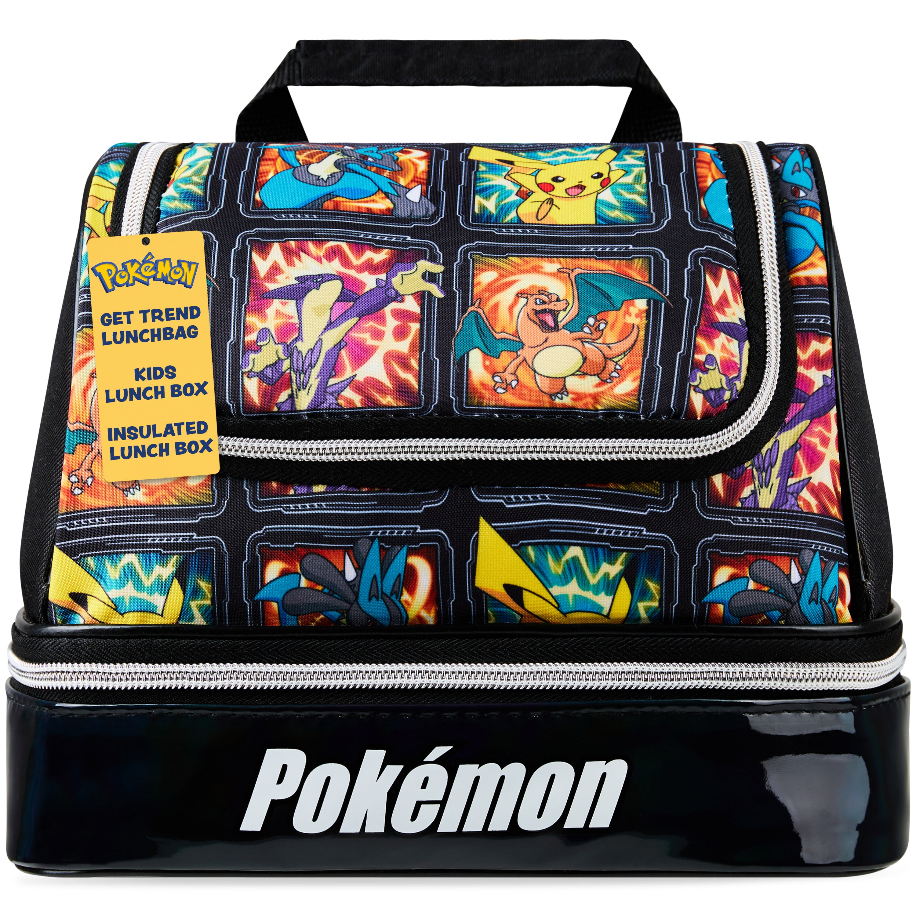 Get Trend Pokemon Lunch Bag for Kids Teens Anime Insulated Lunch Box with Compartments Pikachu Double Decker Snacks Food Carrier for School Travel Picnic Cooler Bag (Multi Pokemon) - Get Trend