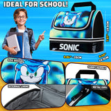 Get Trend Sonic The Hedgehog Lunch Bag for Kids Teens Shadow Insulated Lunch Box Compartments Double Decker Snacks Food Carrier for School Travel Picnic Cooler Bag (Black Sonic) - Get Trend