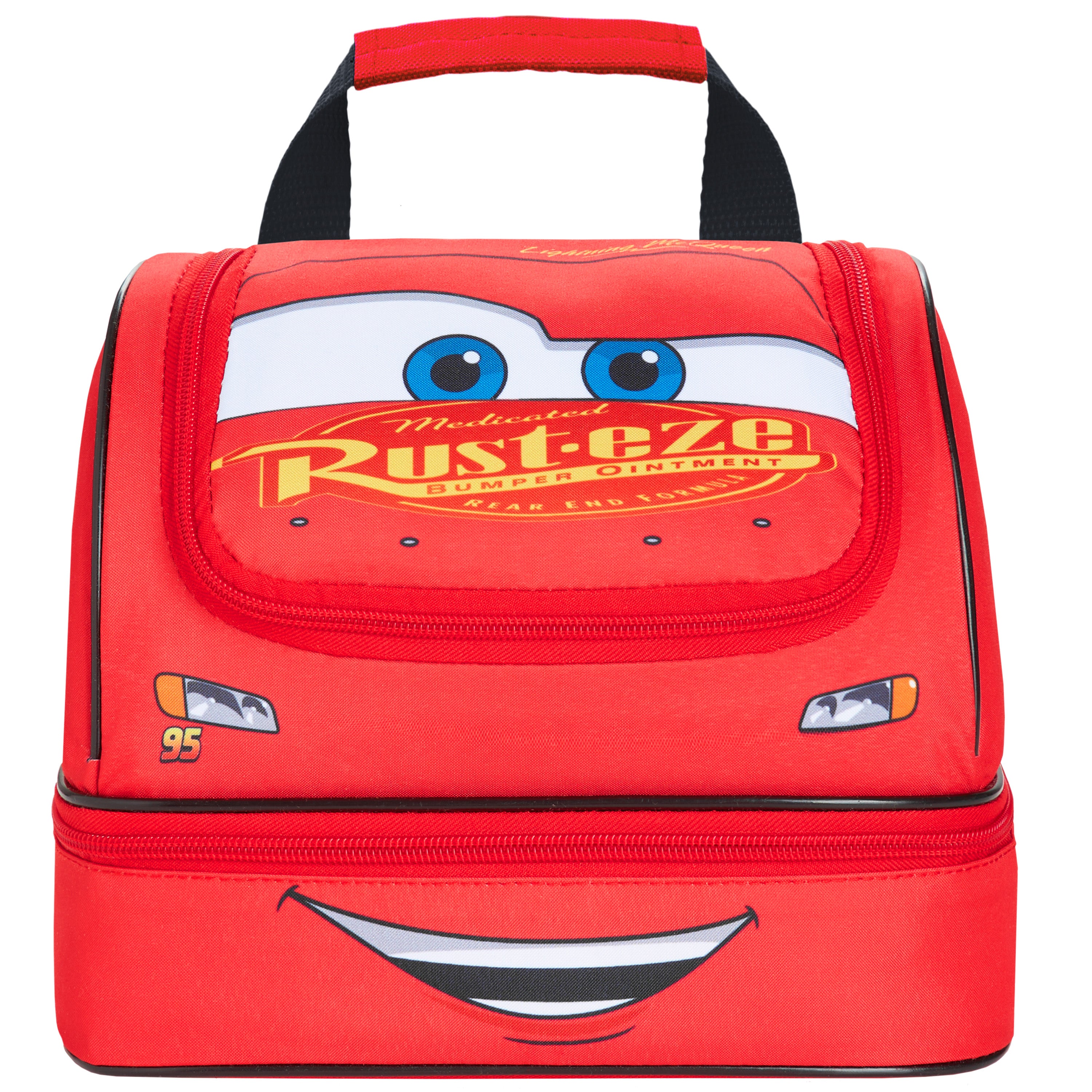 Get Trend Disney Cars Lunch Bag for Kids Lightning McQueen Insulated Lunch Box Compartments Double Decker Snacks Food Carrier for School Travel Picnic Cooler Bag (Red McQueen) - Get Trend