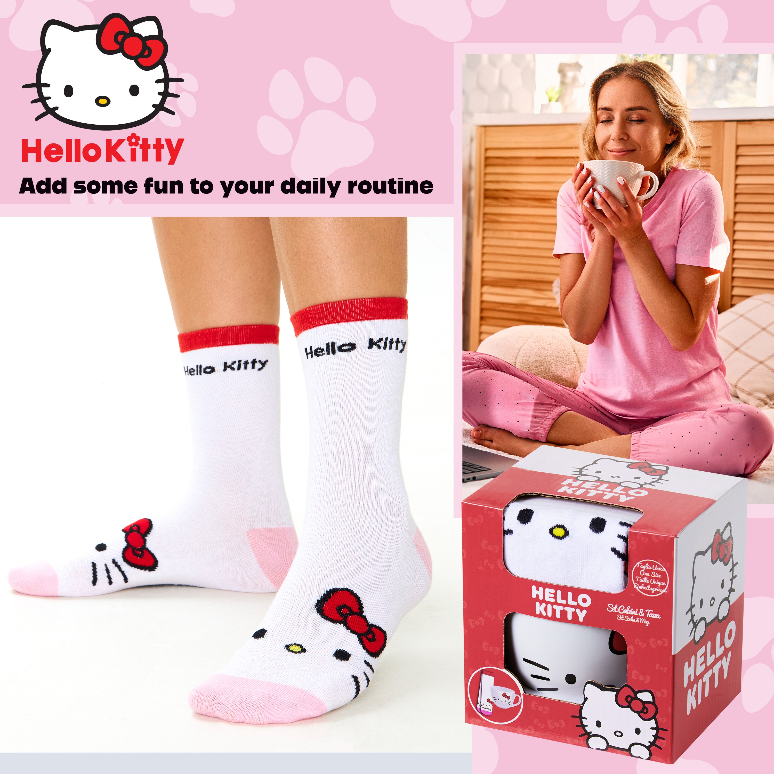 Hello Kitty Mug and Socks Gift Set for Women Calf Socks and Mug - Womens Gifts - Get Trend