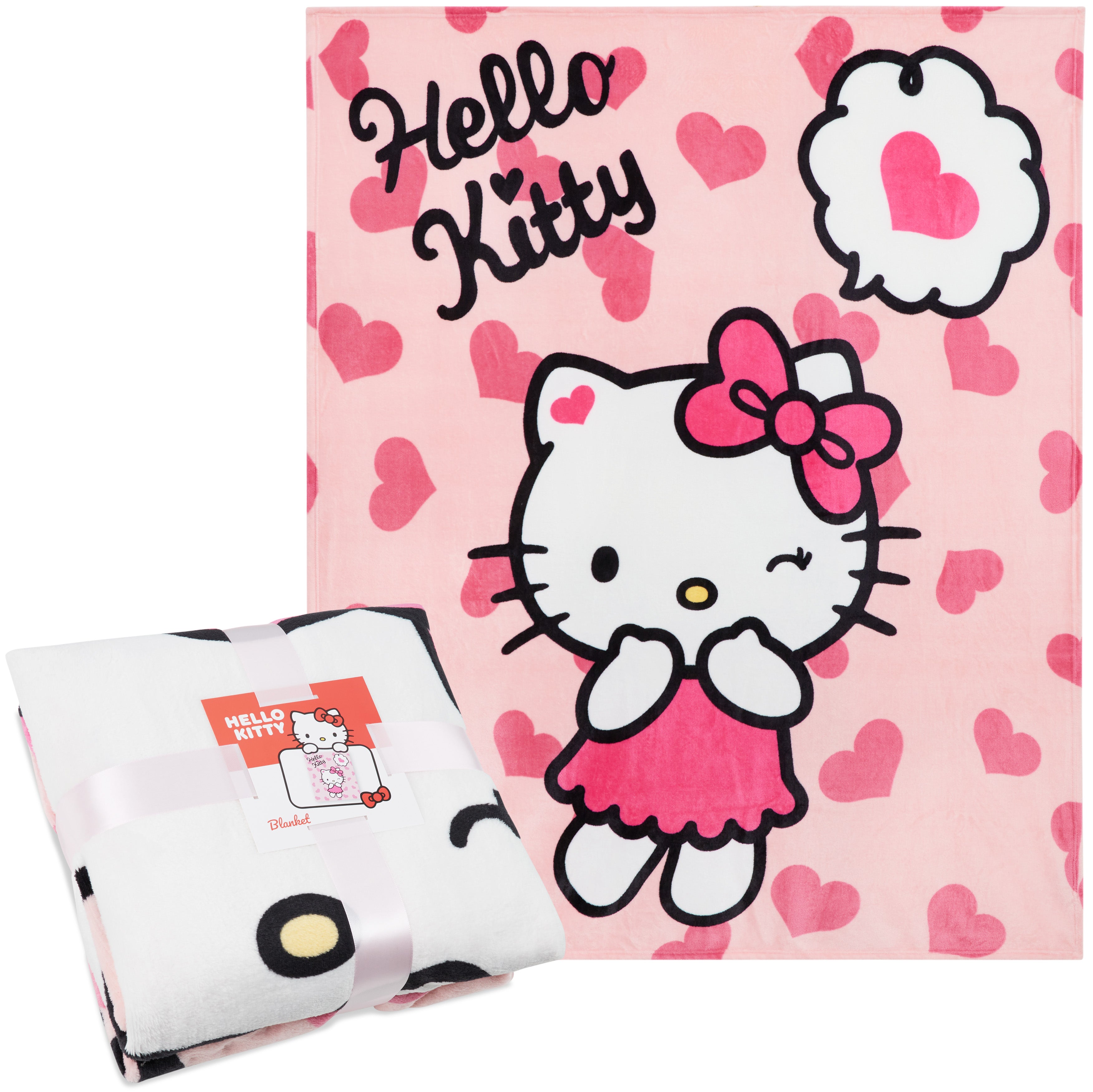 Hello Kitty Soft Fleece Bed Blanket, Cosy Bed Throw 150 x 130cm - Gifts for Her - Get Trend