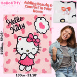 Hello Kitty Soft Fleece Bed Blanket, Cosy Bed Throw 150 x 130cm - Gifts for Her - Get Trend