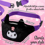Hello Kitty Bum Bag for Girls Teens Plush Fluffy Waist Bag Kawaii Fanny Pack Travel Holiday for Phone Money, Cute Gifts (Black) - Get Trend