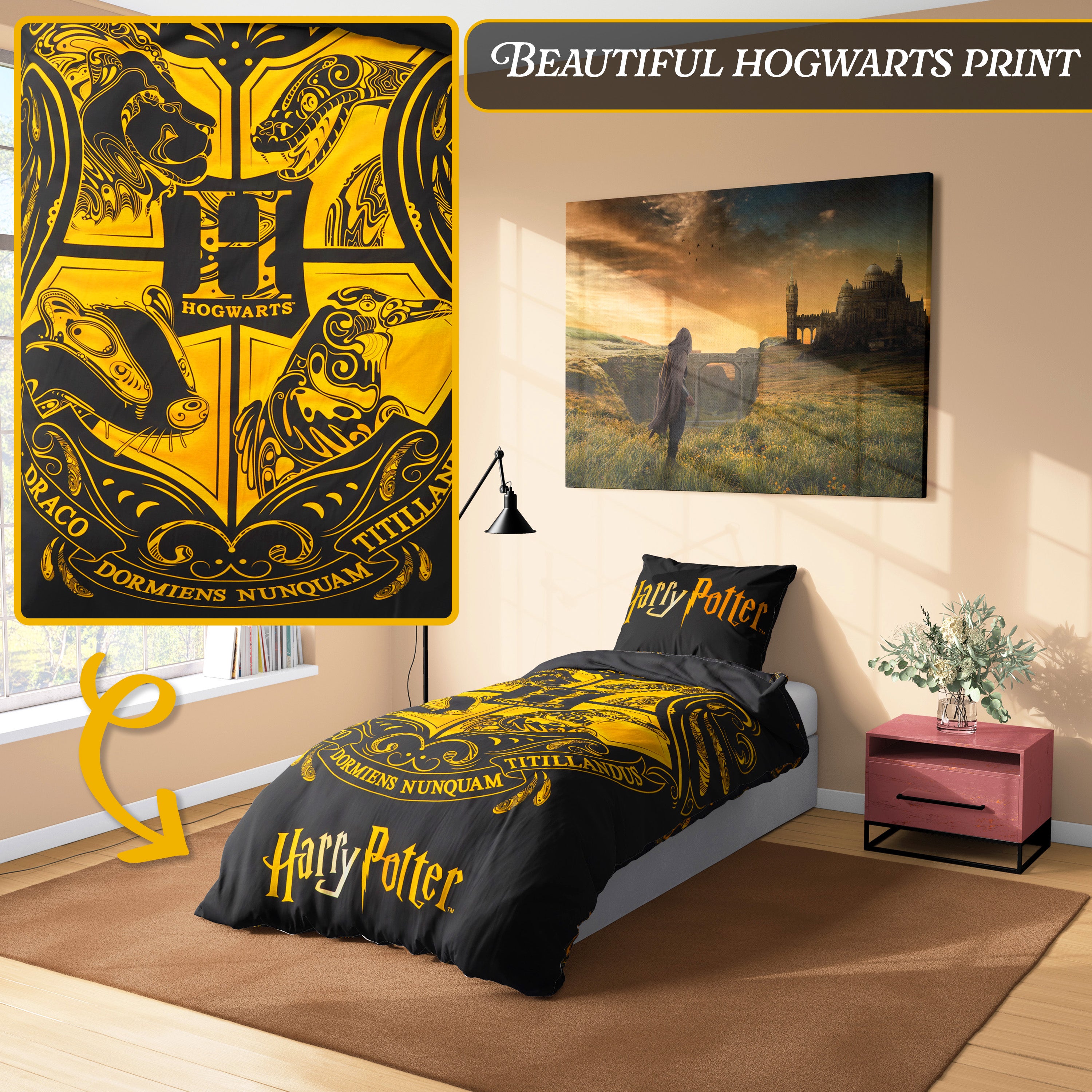 Harry Potter Duvet Cover and Pillowcase Set Kids Teens Women Bedding - Get Trend