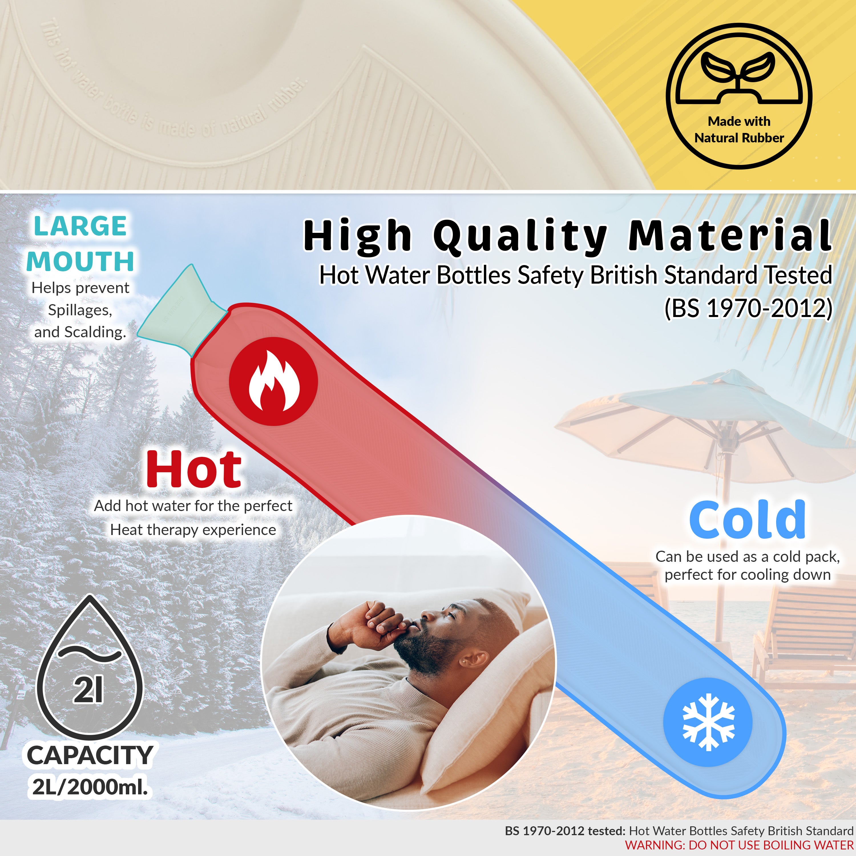 Chelsea F.C. Long Hot Water Bottle with Soft Cover 2L - Football Gifts for Him (Blue/White Long) - Get Trend