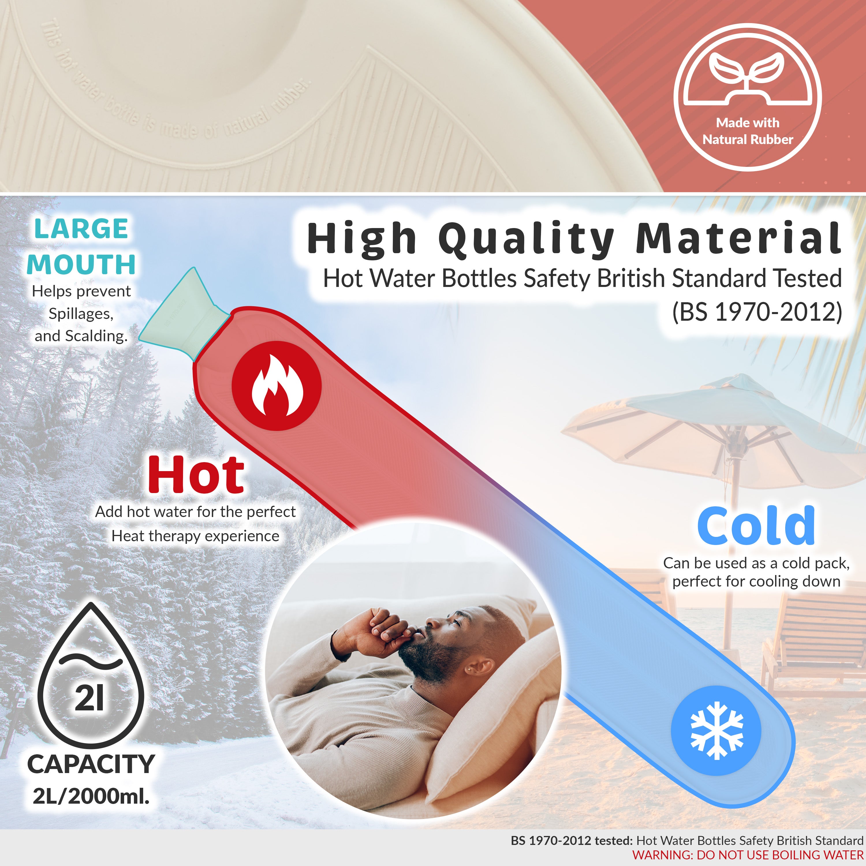 Arsenal F.C. Long Hot Water Bottle with Soft Cover 2L - Football Gifts for Him (Black Long) - Get Trend