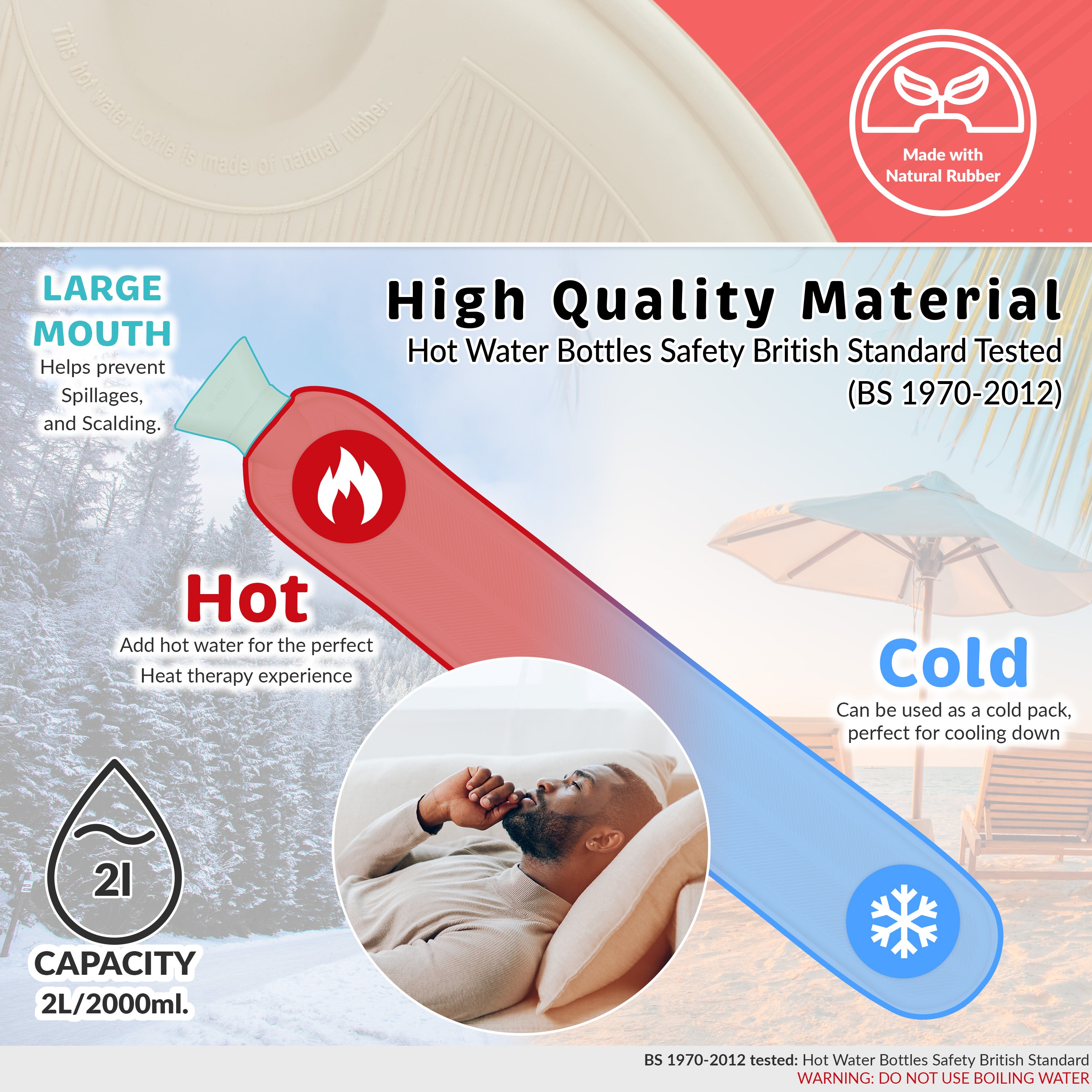 Liverpool F.C. Long Hot Water Bottle with Soft Cover 2L - Gifts for Him (Black/Red Long) - Get Trend