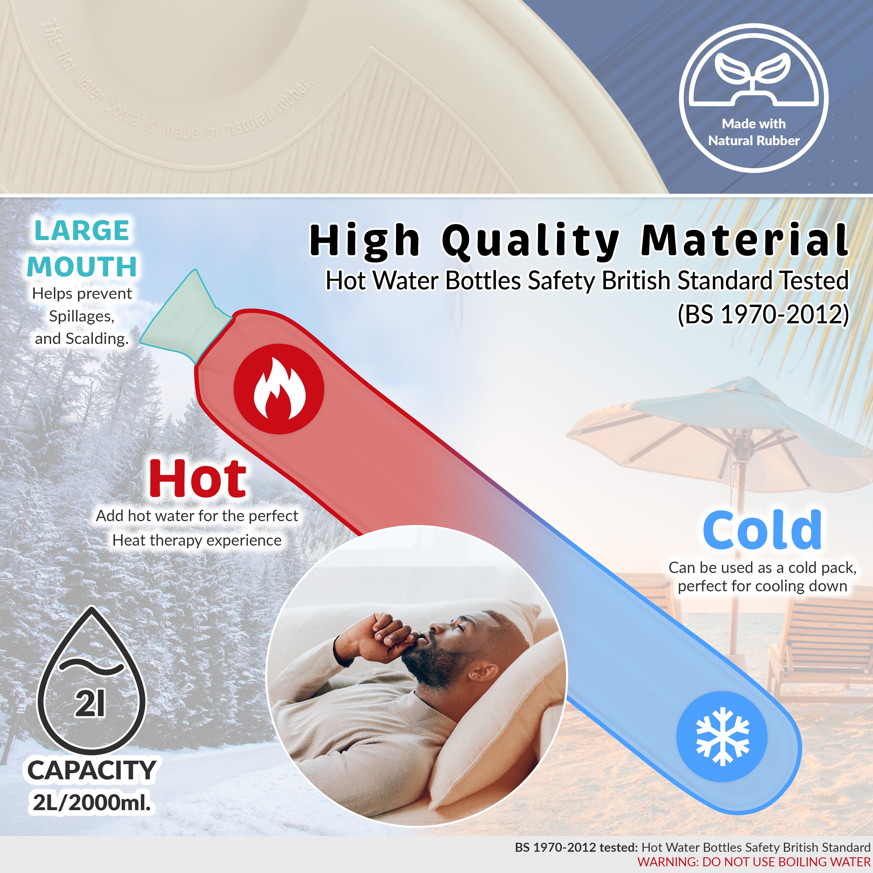 Tottenham Hotspur F.C. Long Hot Water Bottle with Soft Cover 2L - Gifts for Him (White/Navy Long) - Get Trend