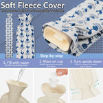 Tottenham Hotspur F.C. Long Hot Water Bottle with Soft Cover 2L - Gifts for Him (White/Navy Long) - Get Trend