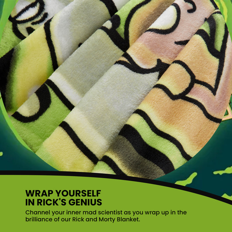 RICK AND MORTY Fleece Blanket -  Black/Green - Get Trend
