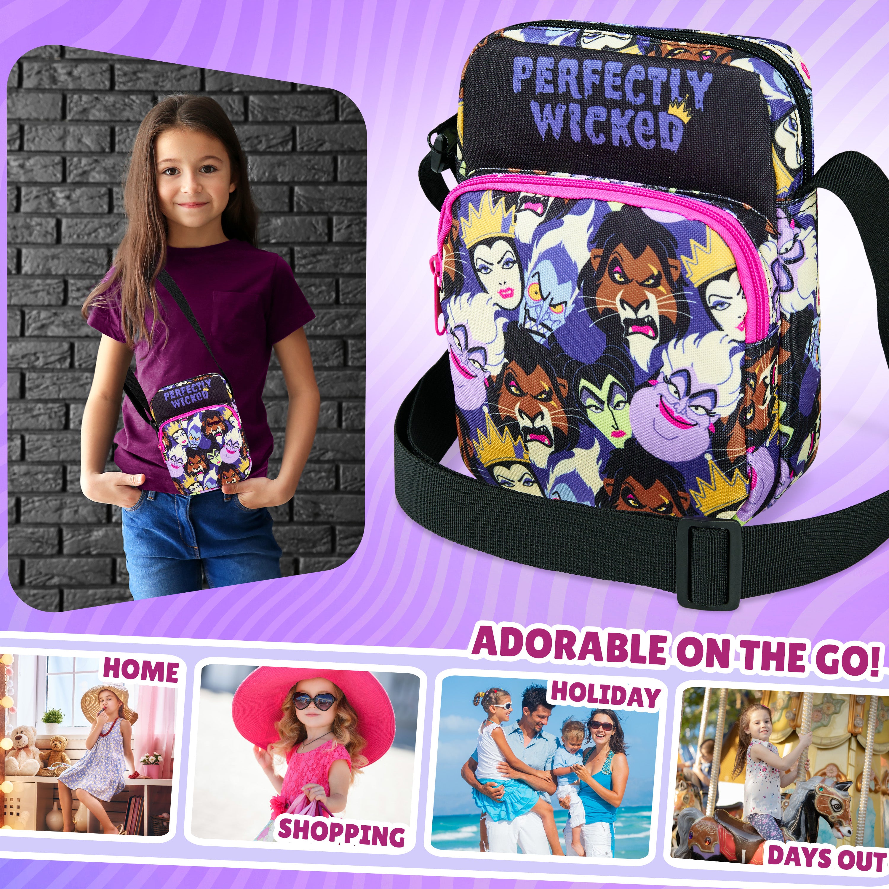 Disney Villans Handbag for Girls Cross Body Bag Teens with Adjustable Strap - Get Trend