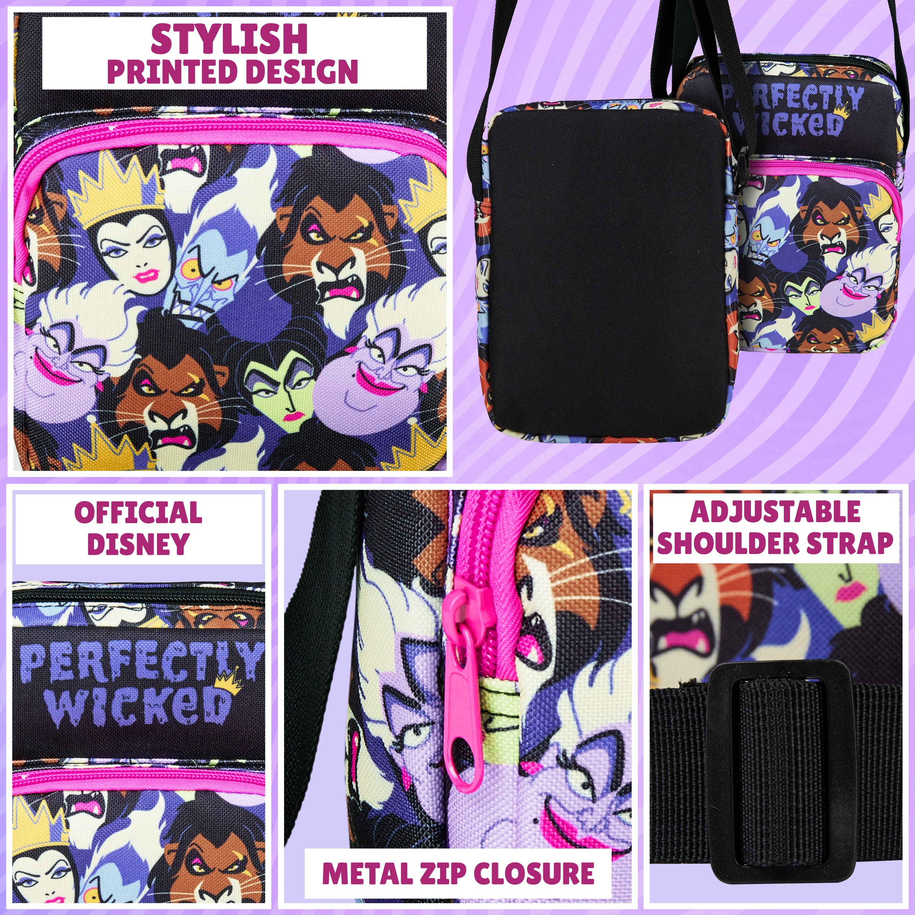 Disney Villans Handbag for Girls Cross Body Bag Teens with Adjustable Strap - Get Trend