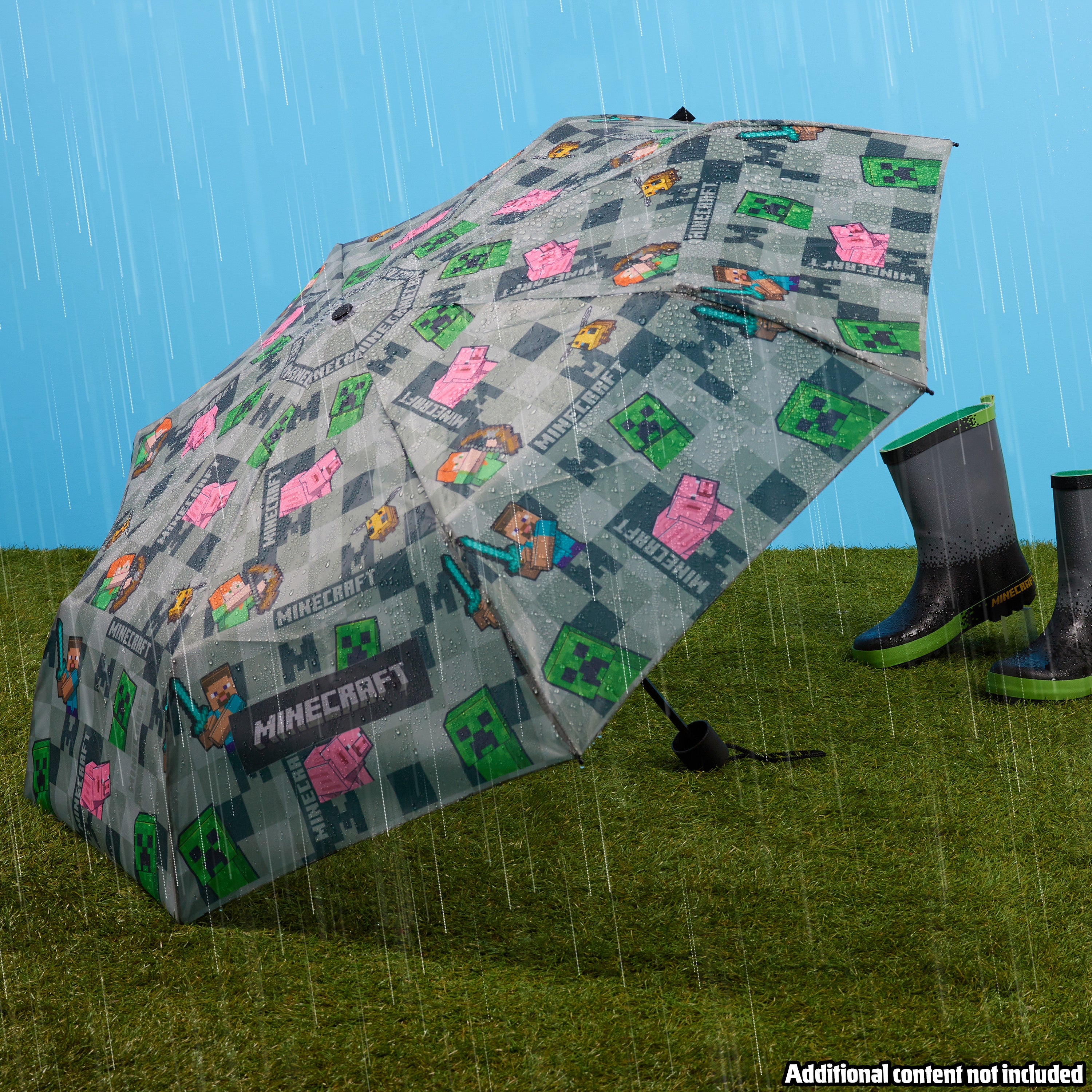 Minecraft Telescopic Umbrella - Folding Umbrella Lightweight for Travel School - Get Trend