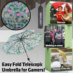 Minecraft Telescopic Umbrella - Folding Umbrella Lightweight for Travel School - Get Trend
