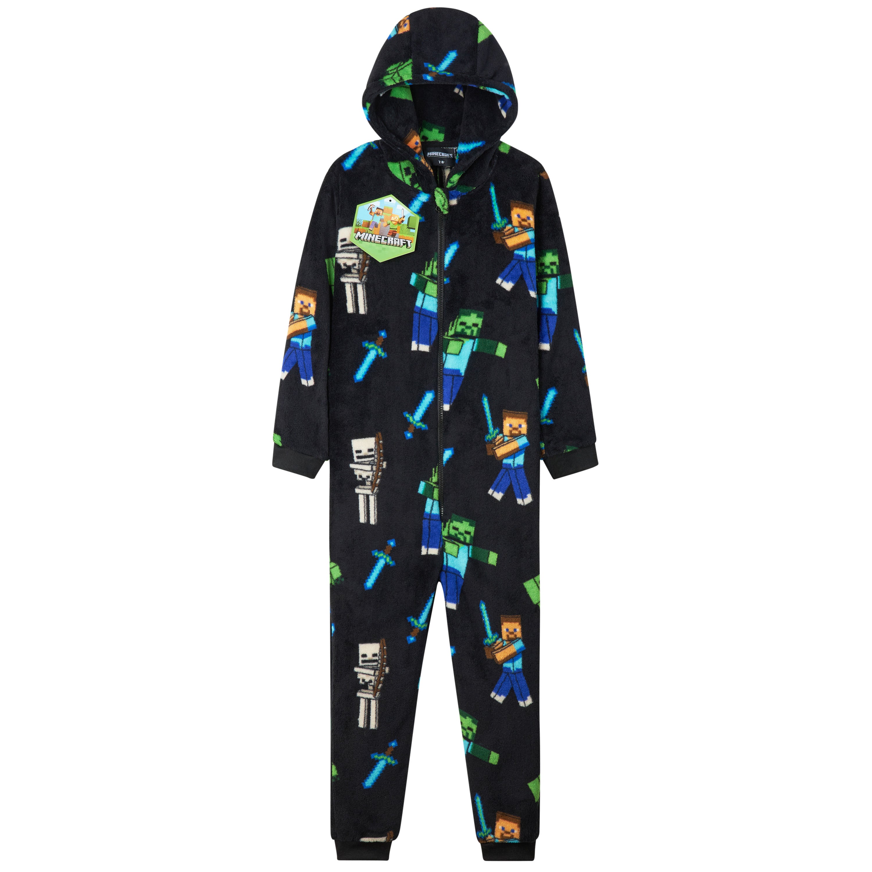 Minecraft Boys Fleece Onesie, Hooded Onesie Pyjamas - Gifts for Gamers - Get Trend