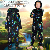 Minecraft Boys Fleece Onesie, Hooded Onesie Pyjamas - Gifts for Gamers - Get Trend