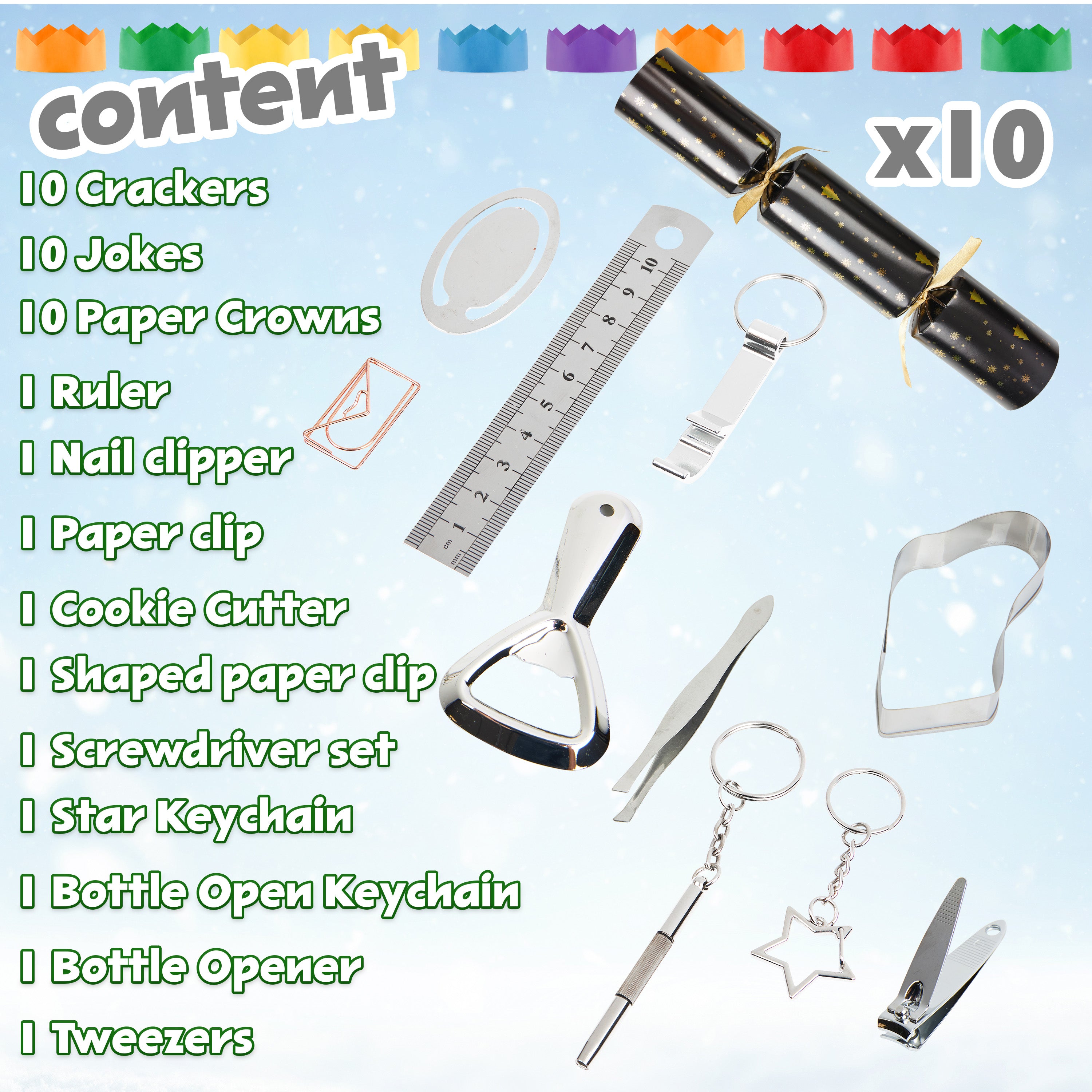 KreativeKraft Christmas Crackers Pack of 10 Crackers for Kids and Adults - Get Trend