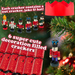 KreativeKraft Christmas Crackers, Pack of 6 Nutcracker Ornament Festive Crackers (Red Nutcracker) - Get Trend