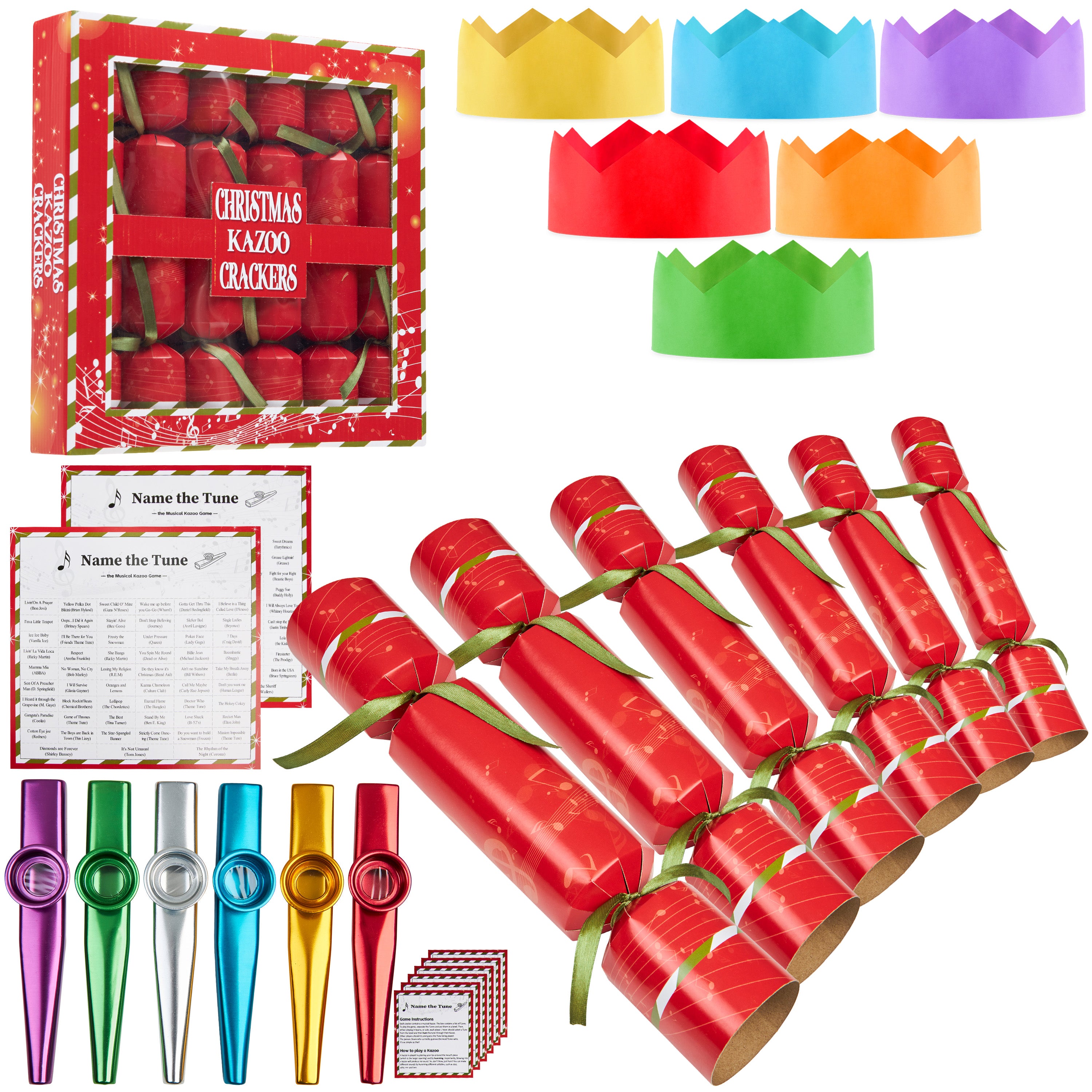 KreativeKraft Christmas Crackers, Pack of 6 Musical Crackers for Festive Fun (Multi Kazoo) - Get Trend