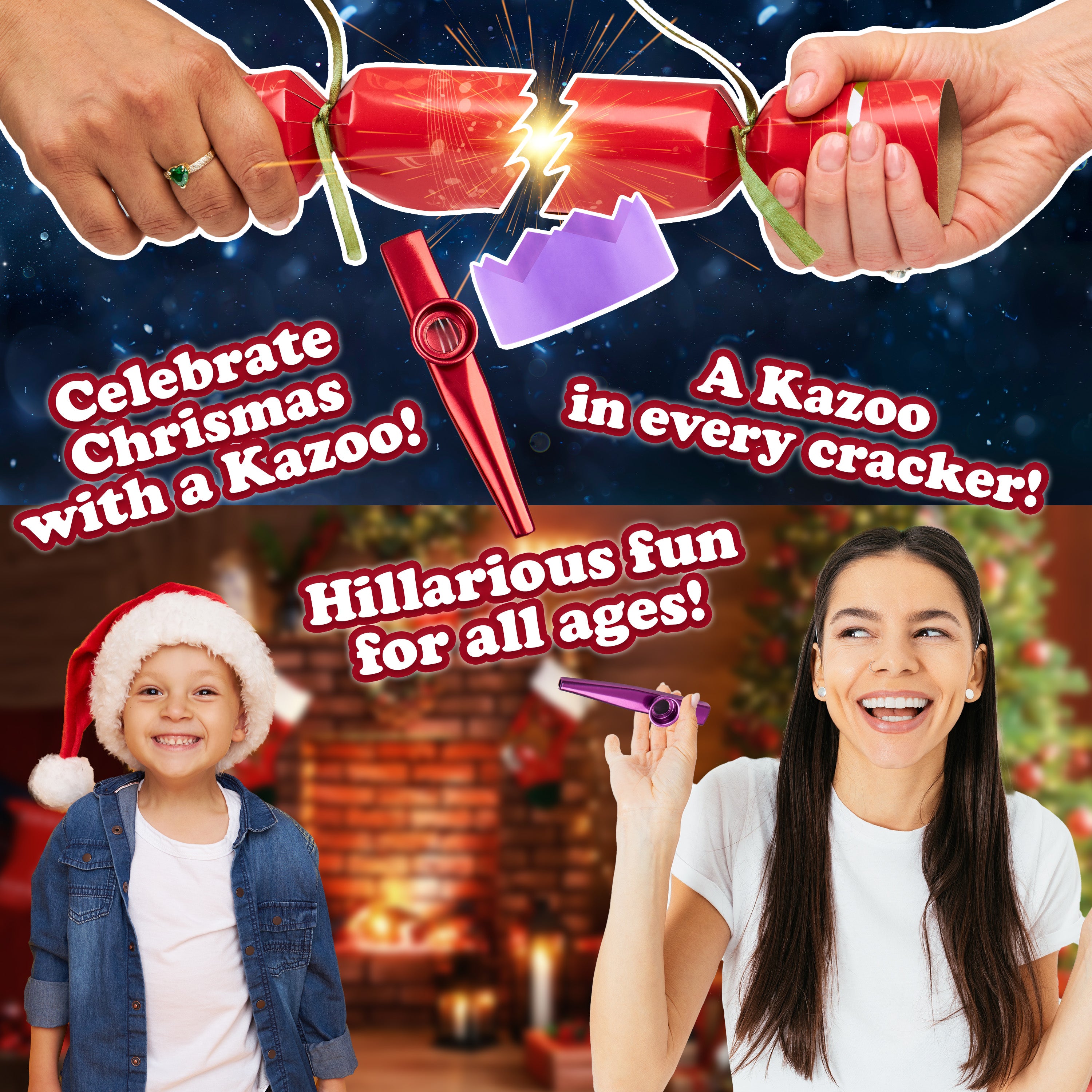 KreativeKraft Christmas Crackers, Pack of 6 Musical Crackers for Festive Fun (Multi Kazoo) - Get Trend