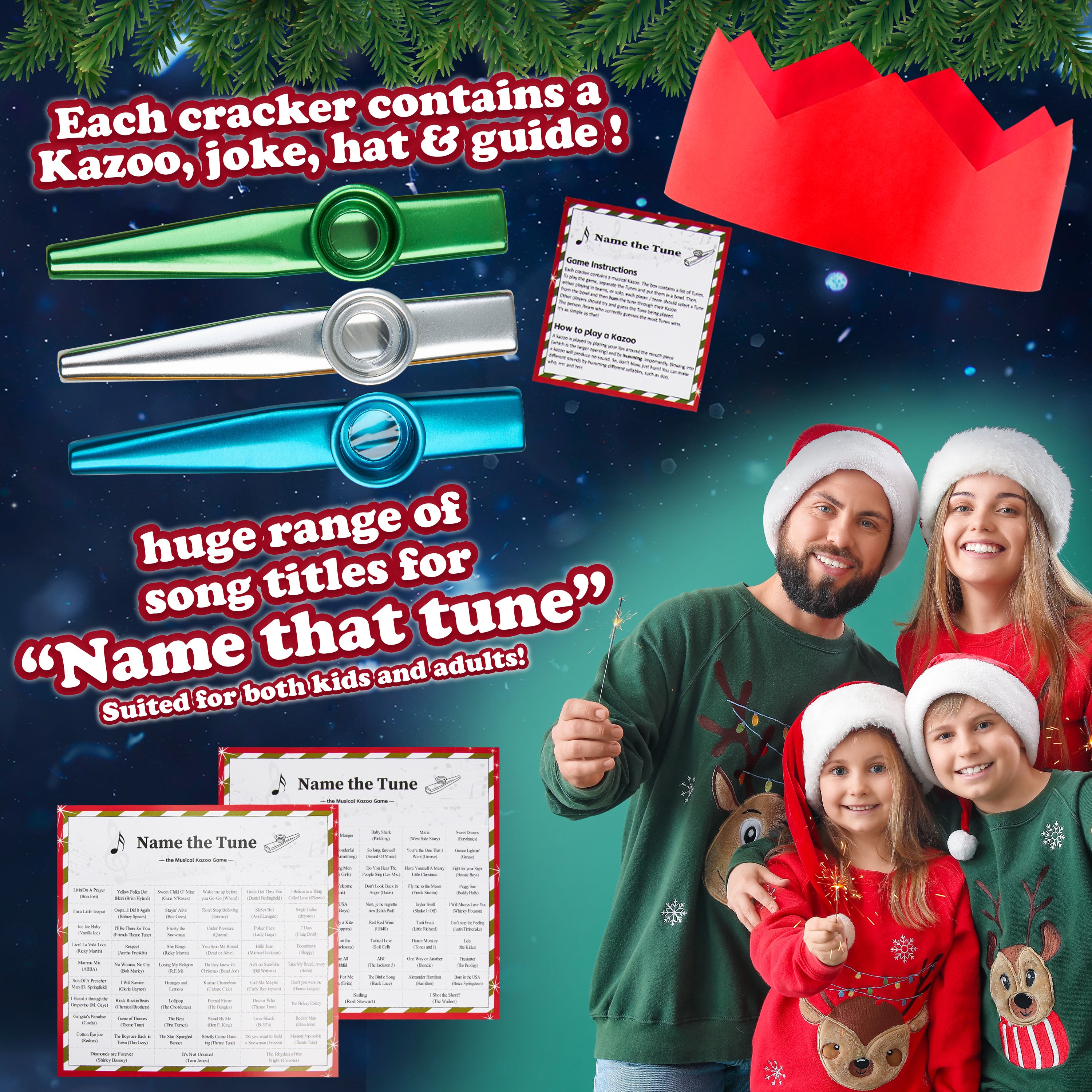 KreativeKraft Christmas Crackers, Pack of 6 Musical Crackers for Festive Fun (Multi Kazoo) - Get Trend