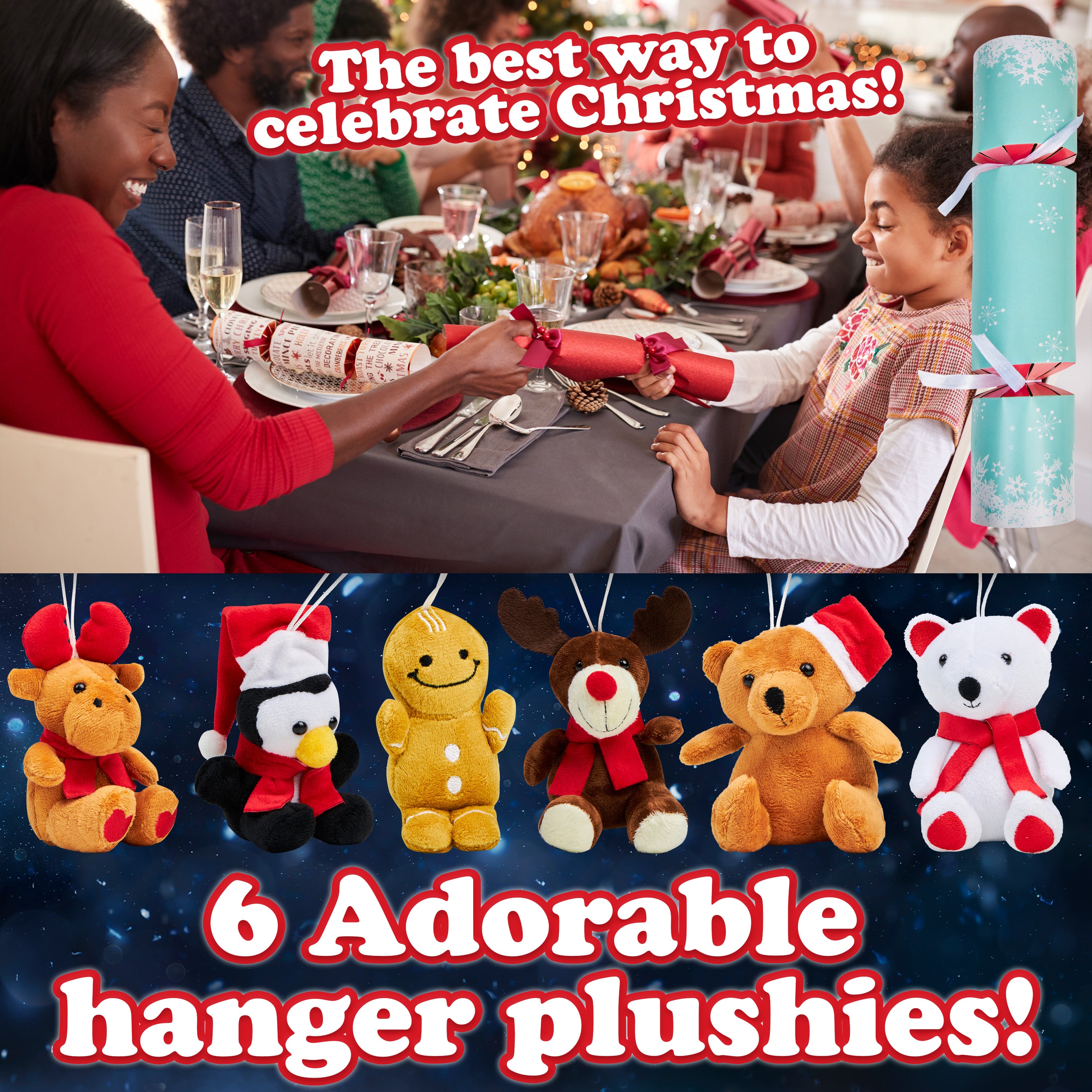 KreativeKraft Christmas Crackers Pack of 6 Festive Crackers with Soft Toys - Get Trend