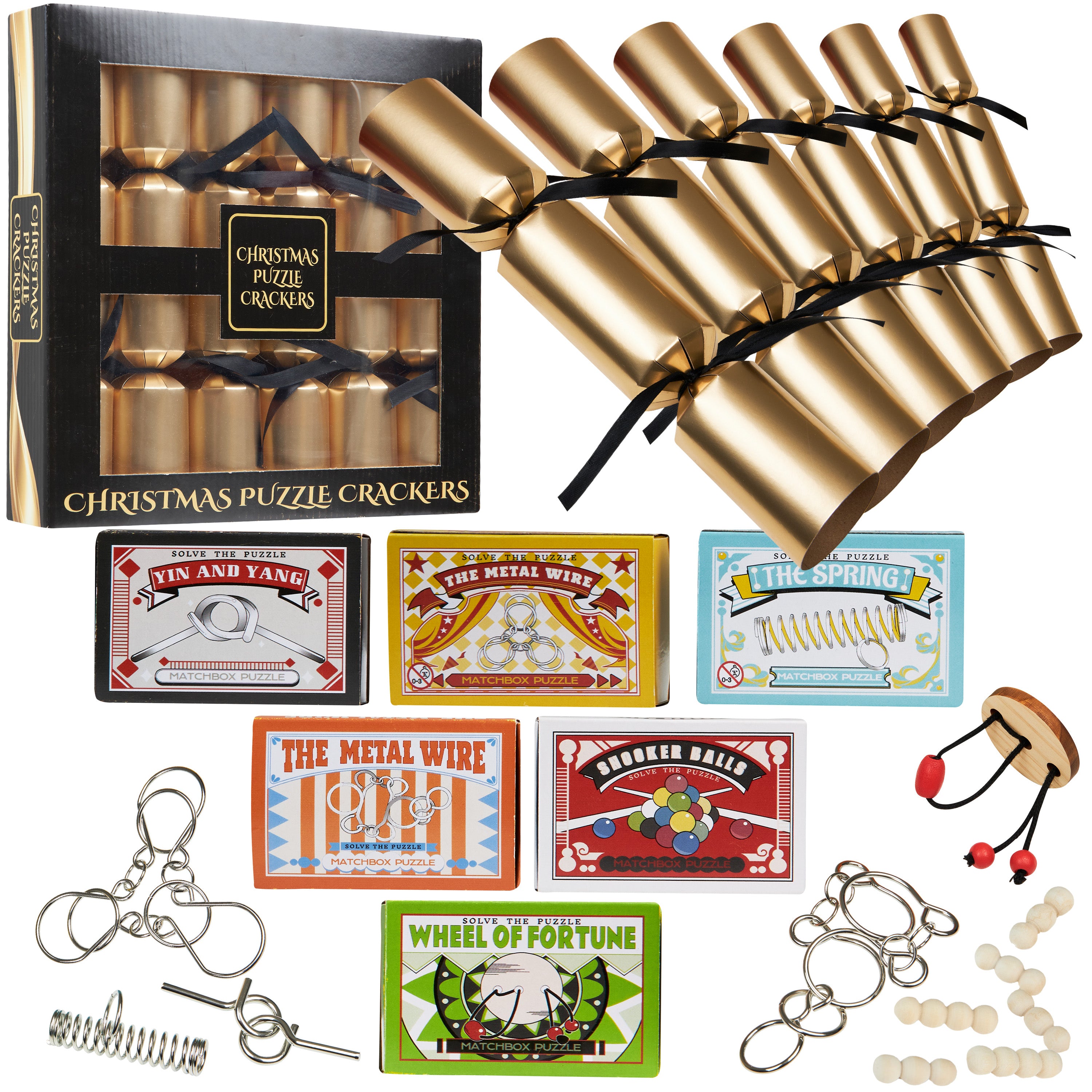 KreativeKraft Christmas Crackers, Pack of 6 Crackers with Puzzles, Festive Fun - Get Trend
