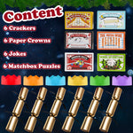 KreativeKraft Christmas Crackers, Pack of 6 Crackers with Puzzles, Festive Fun - Get Trend