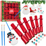 KreativeKraft Christmas Crackers 6 Pack Paint Your Own Ornament Festive Crackers (Red Ornament) - Get Trend