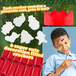 KreativeKraft Christmas Crackers 6 Pack Paint Your Own Ornament Festive Crackers (Red Ornament) - Get Trend