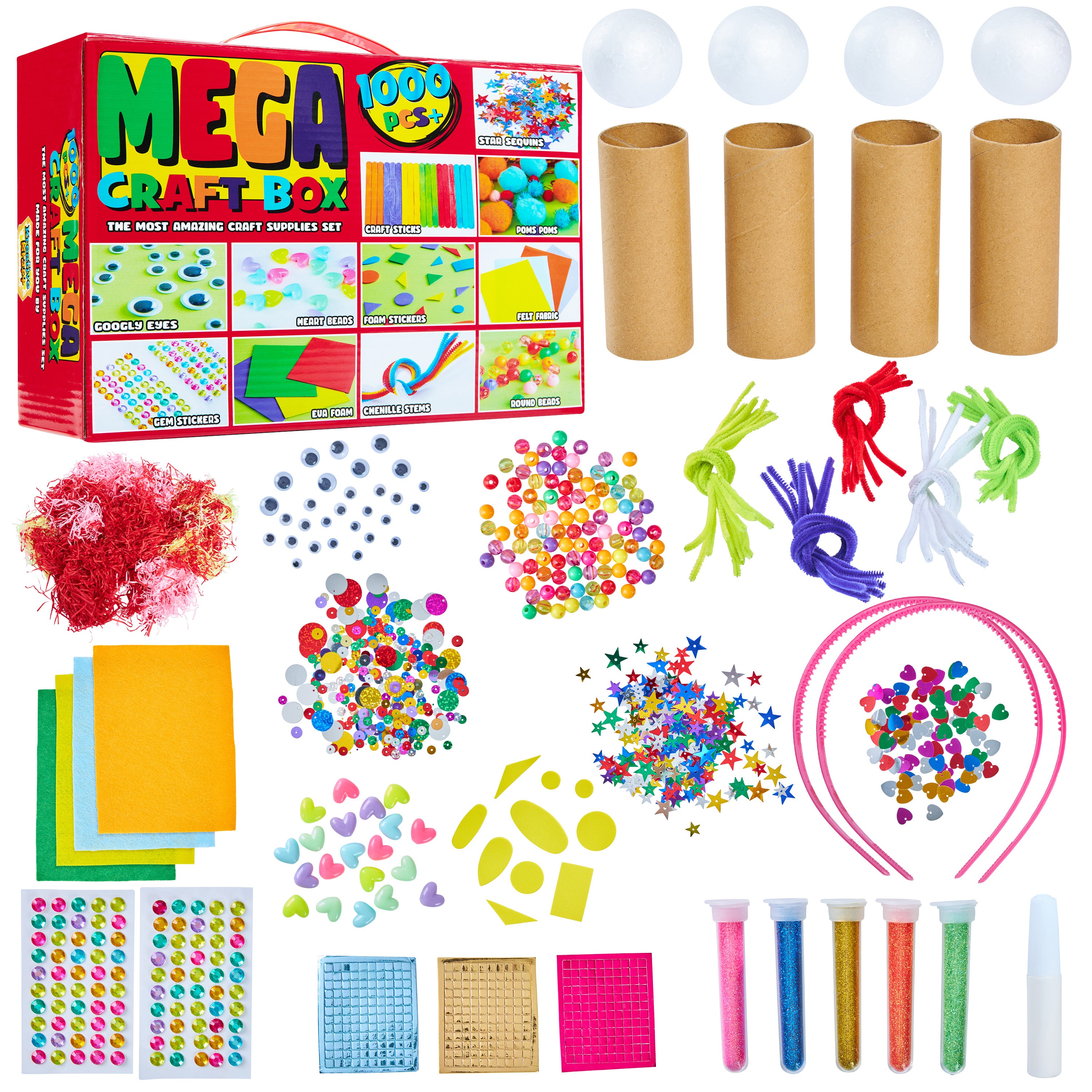 Arts and Crafts Supplies Set, Over 1000 pcs; Craft Box for Kids
