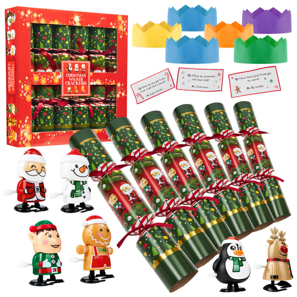 KreativeKraft Christmas Crackers, Pack of 6 or 10 Crackers for Kids and Adults -Wind Up Toys - Get Trend