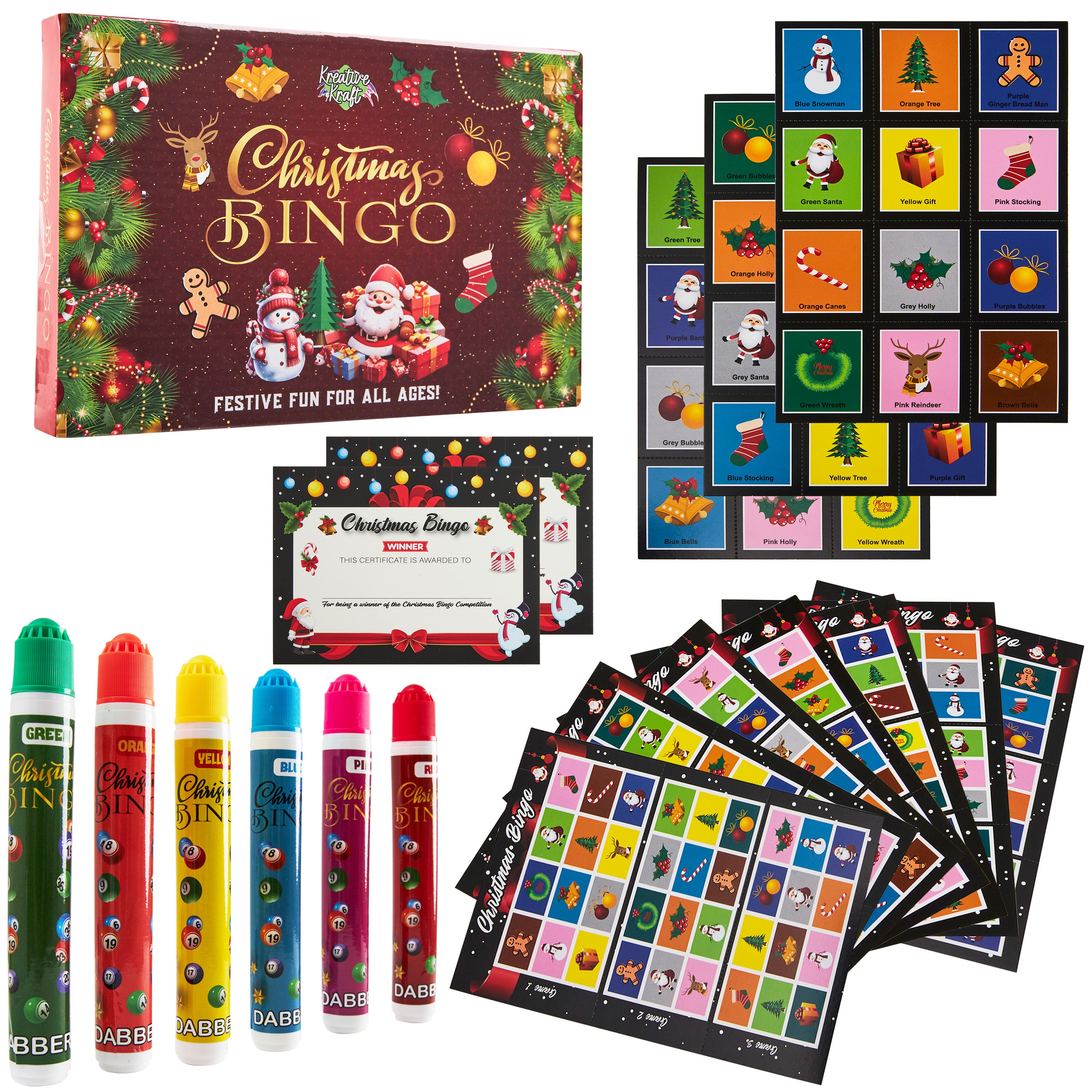 KreativeKraft Christmas Bingo Game Set, Fun Family Games - Party Gifts - Get Trend