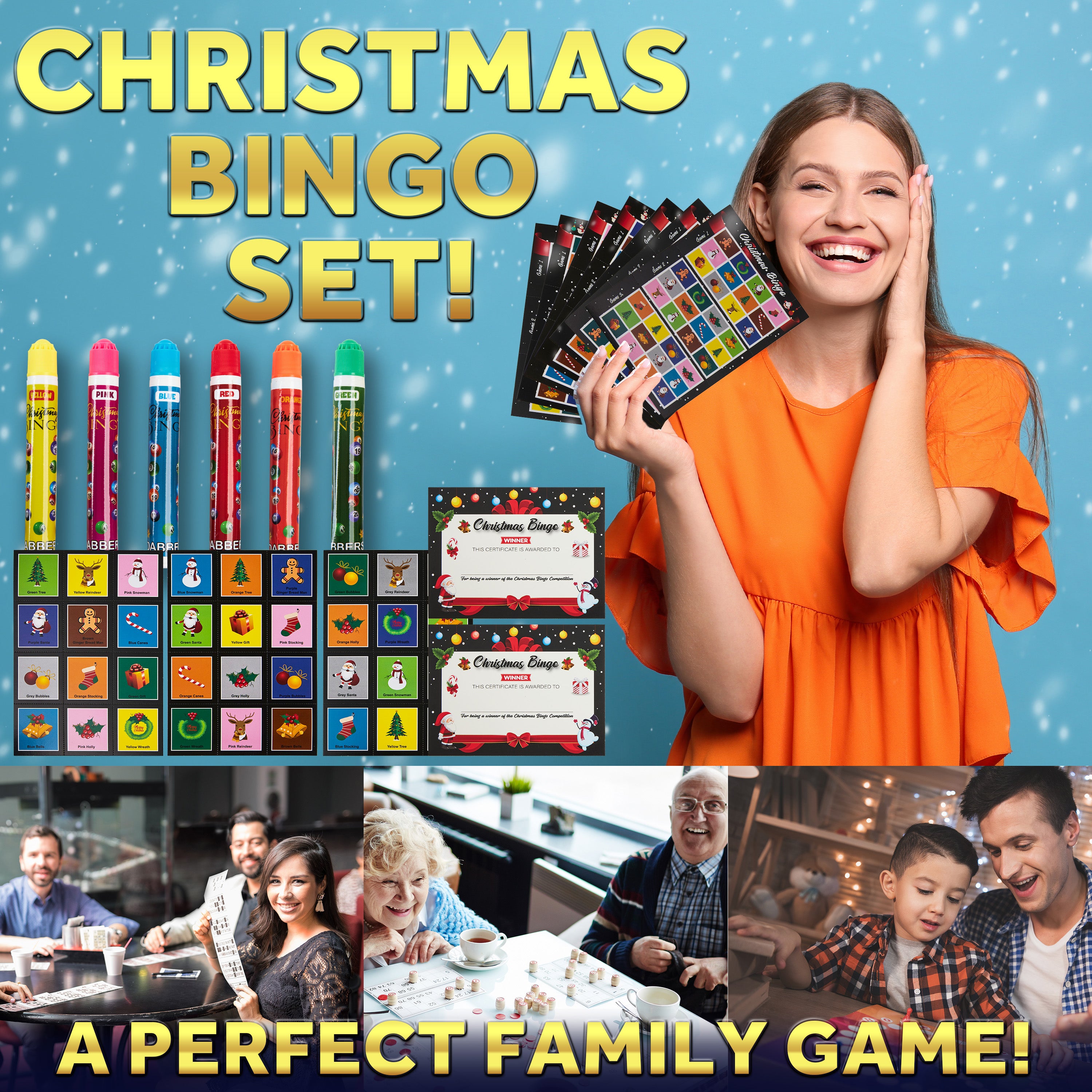 KreativeKraft Christmas Bingo Game Set, Fun Family Games - Party Gifts - Get Trend